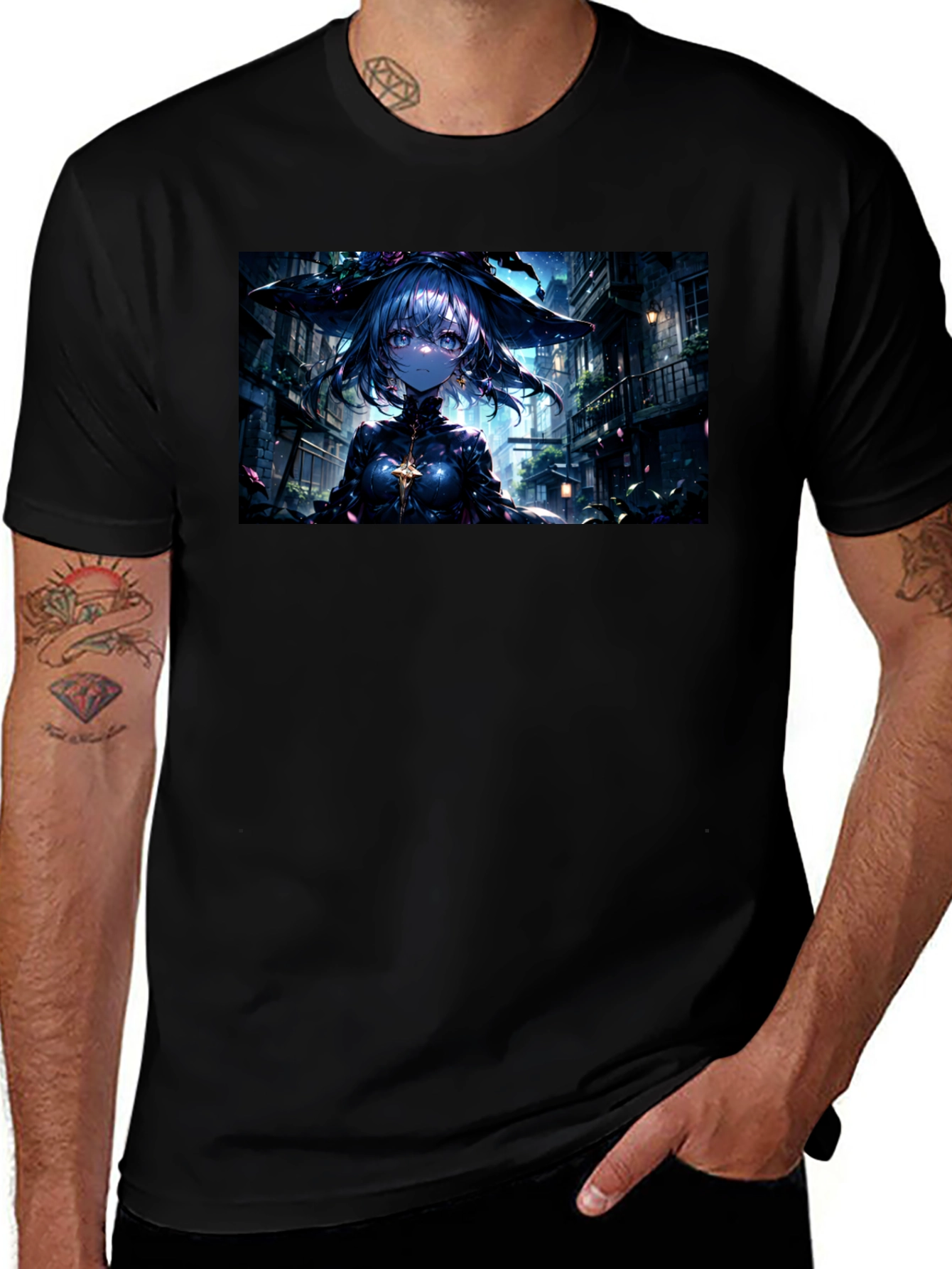 Variant 14 of Anime Witch Graphic Black T-Shirt