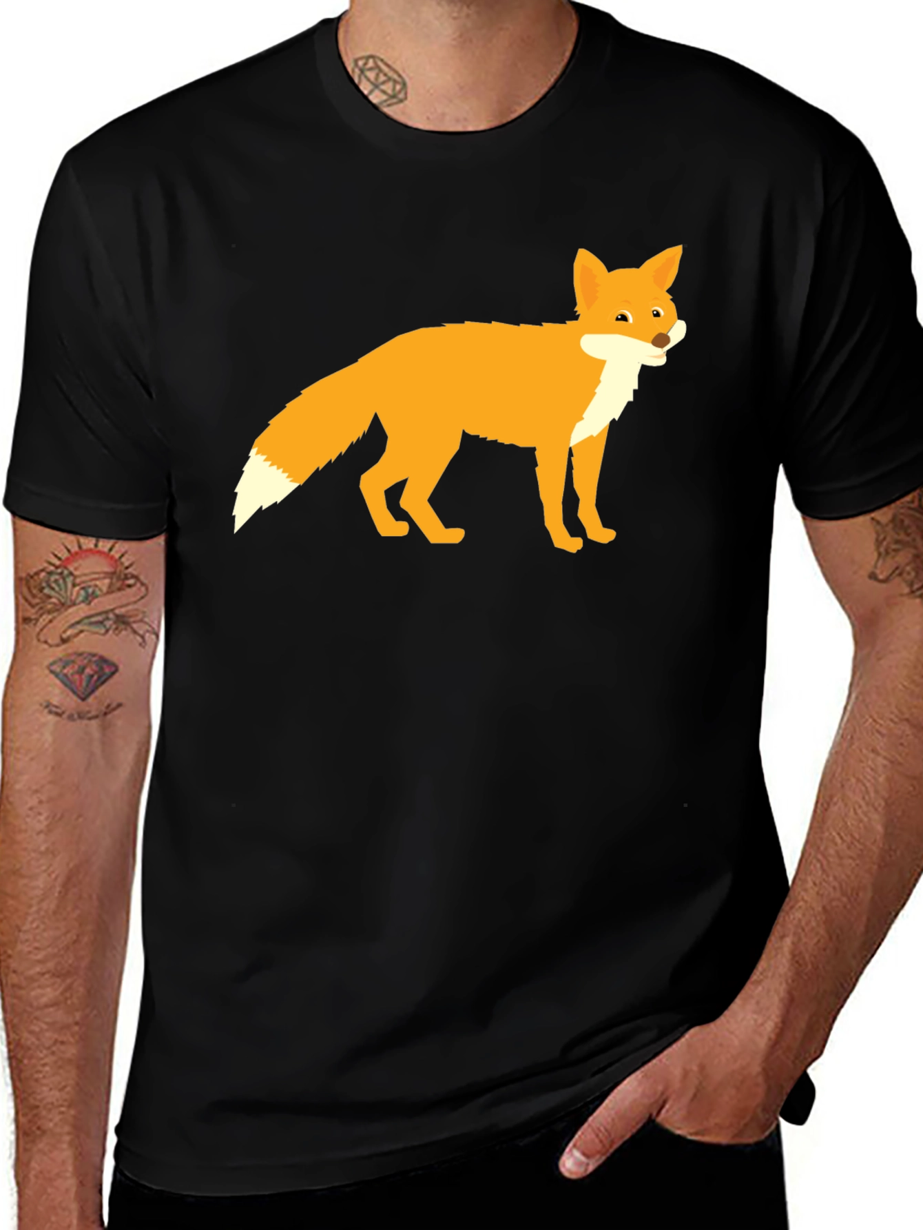 Variant 2 of Fox Graphic Print Black T-Shirt