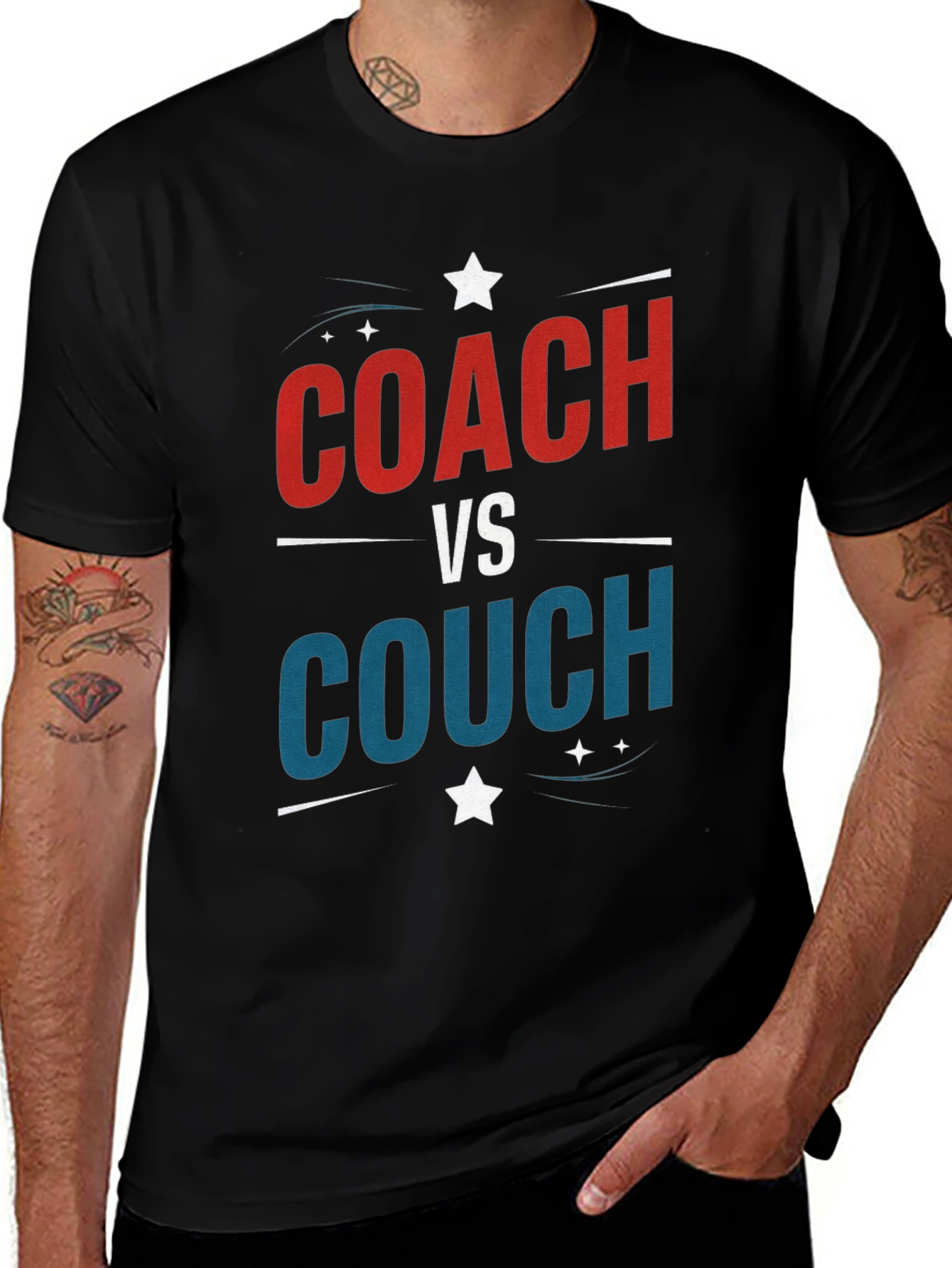 Coach vs Couch Black T-Shirt