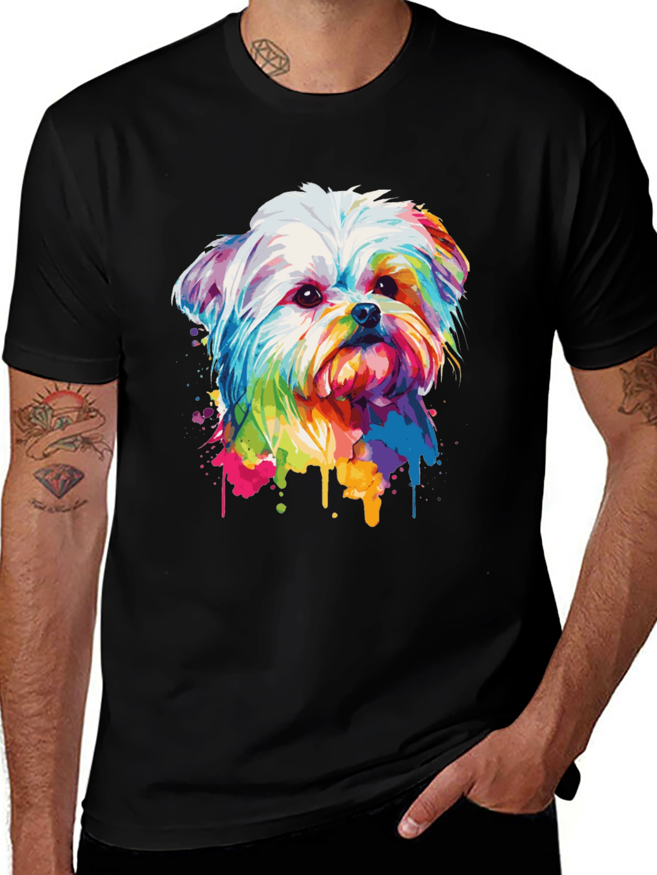 Variant 8 of Colorful Dog Graphic Tee - Unique Puppy Design