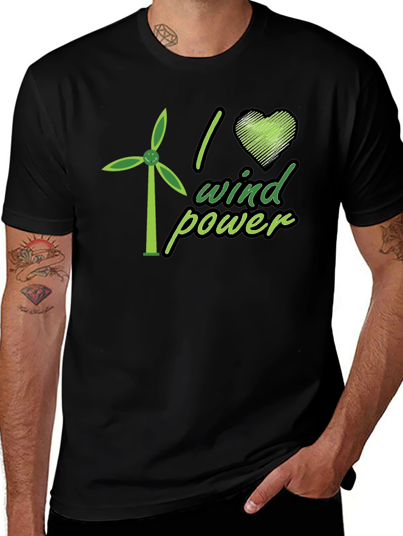 Variant 29 of I Heart Wind Power Black T-Shirt