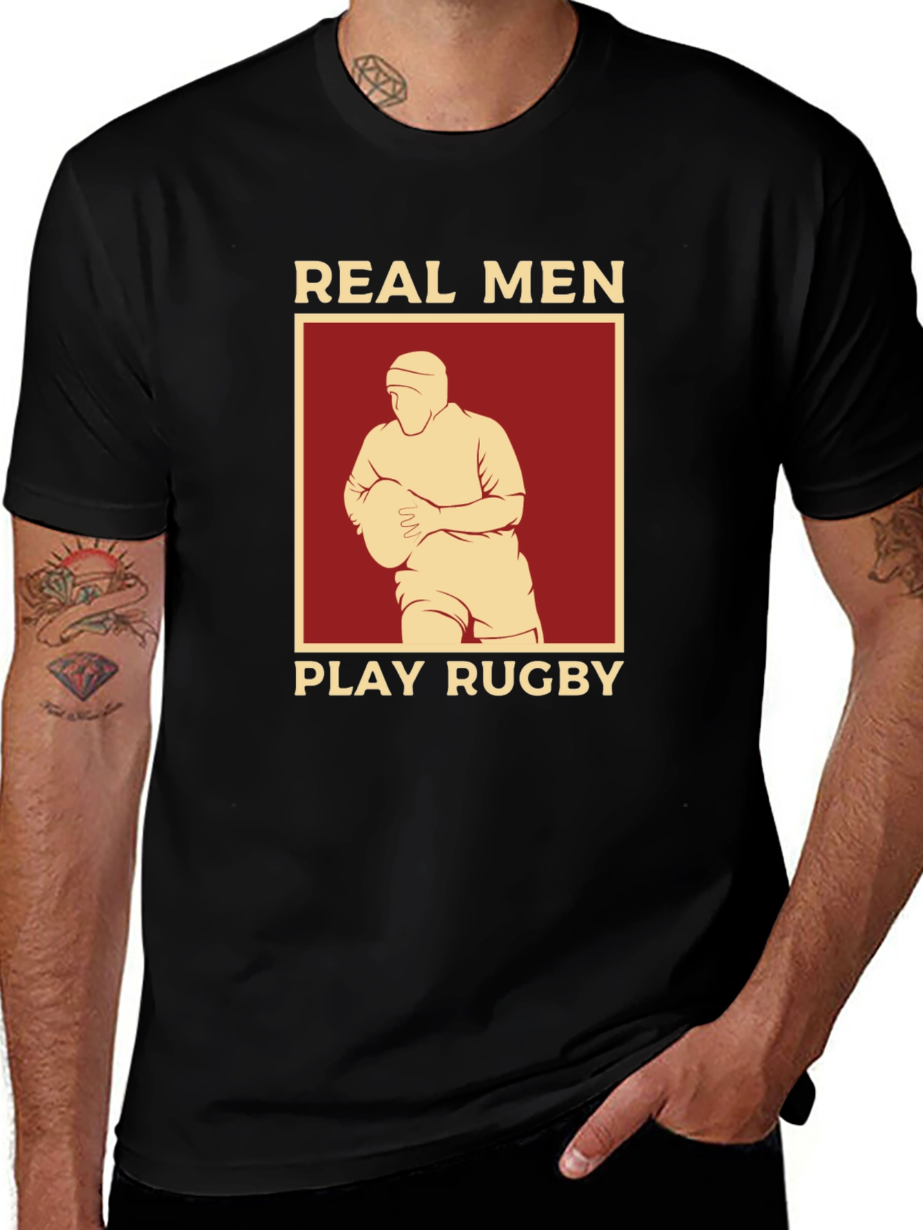 Variant 2 of Real Men Play Rugby Graphic T-Shirt