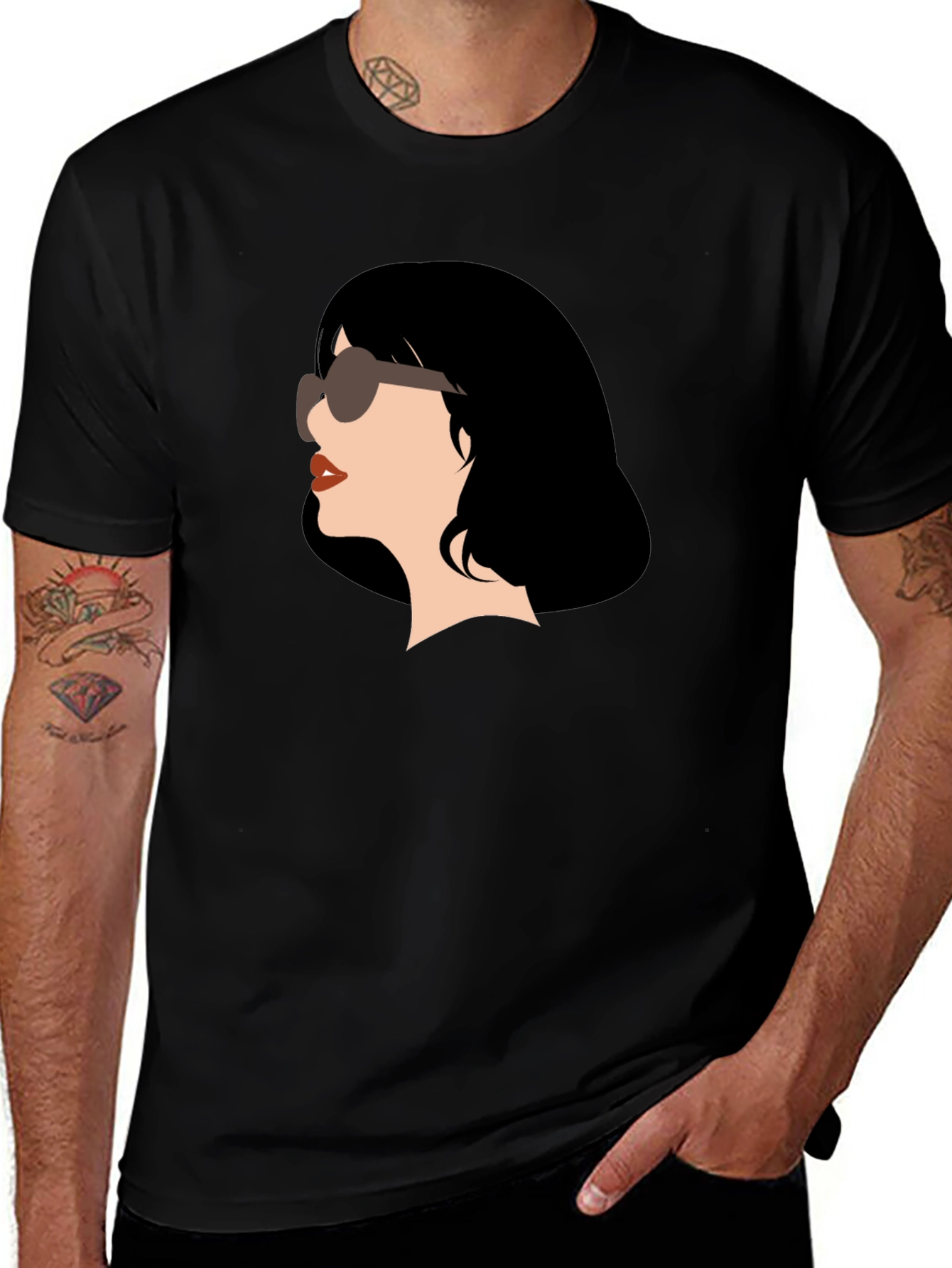 Variant 16 of Retro Chic T-Shirt - Woman with Sunglasses Graphic Tee