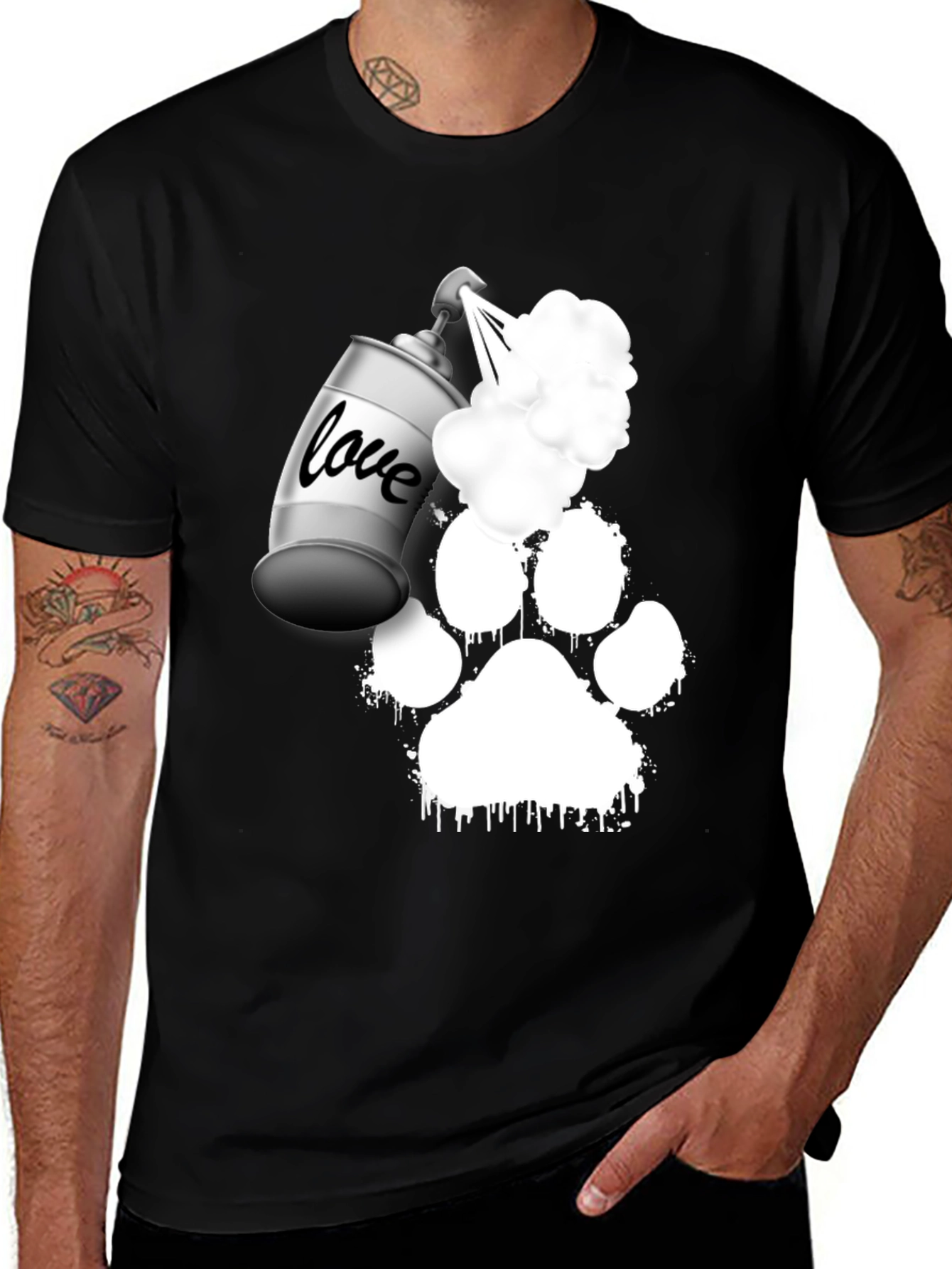 Variant 24 of Love Paw Print Spray Paint Men's Graphic T-Shirt