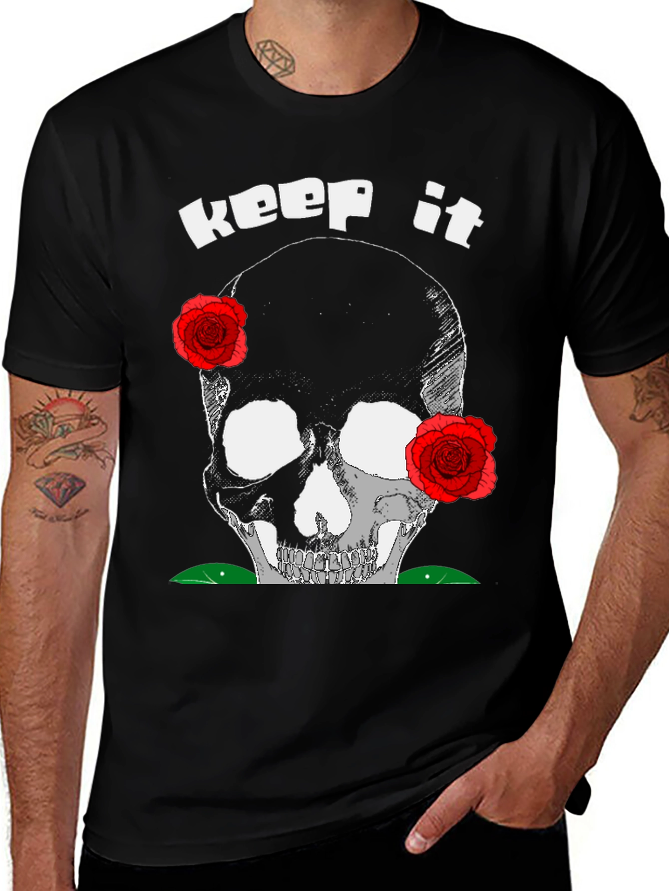 Variant 17 of Keep It Deathly T-Shirt: Skull & Roses Graphic Tee