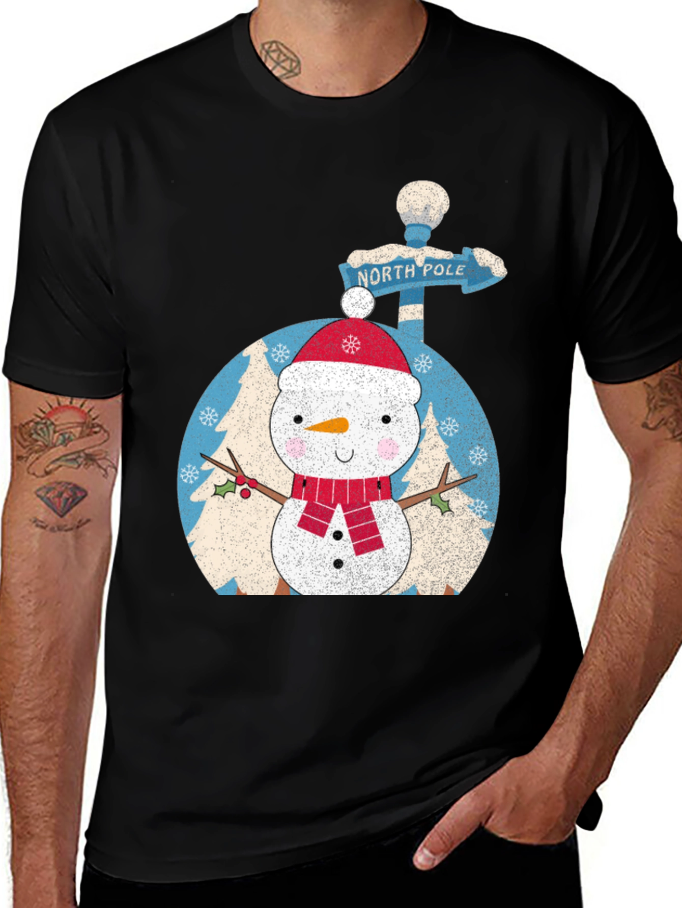 Festive Snowman North Pole Graphic Tee