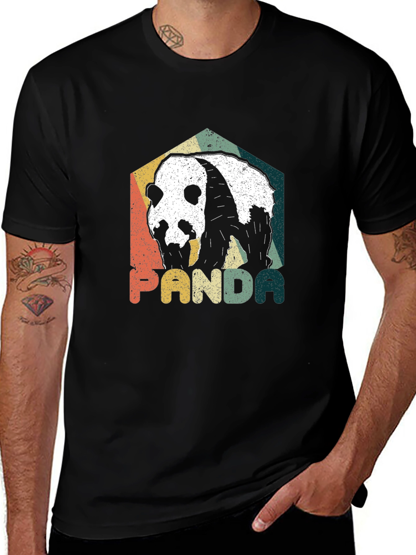 Variant 21 of Retro Panda Graphic Tee - Men's Black T-Shirt
