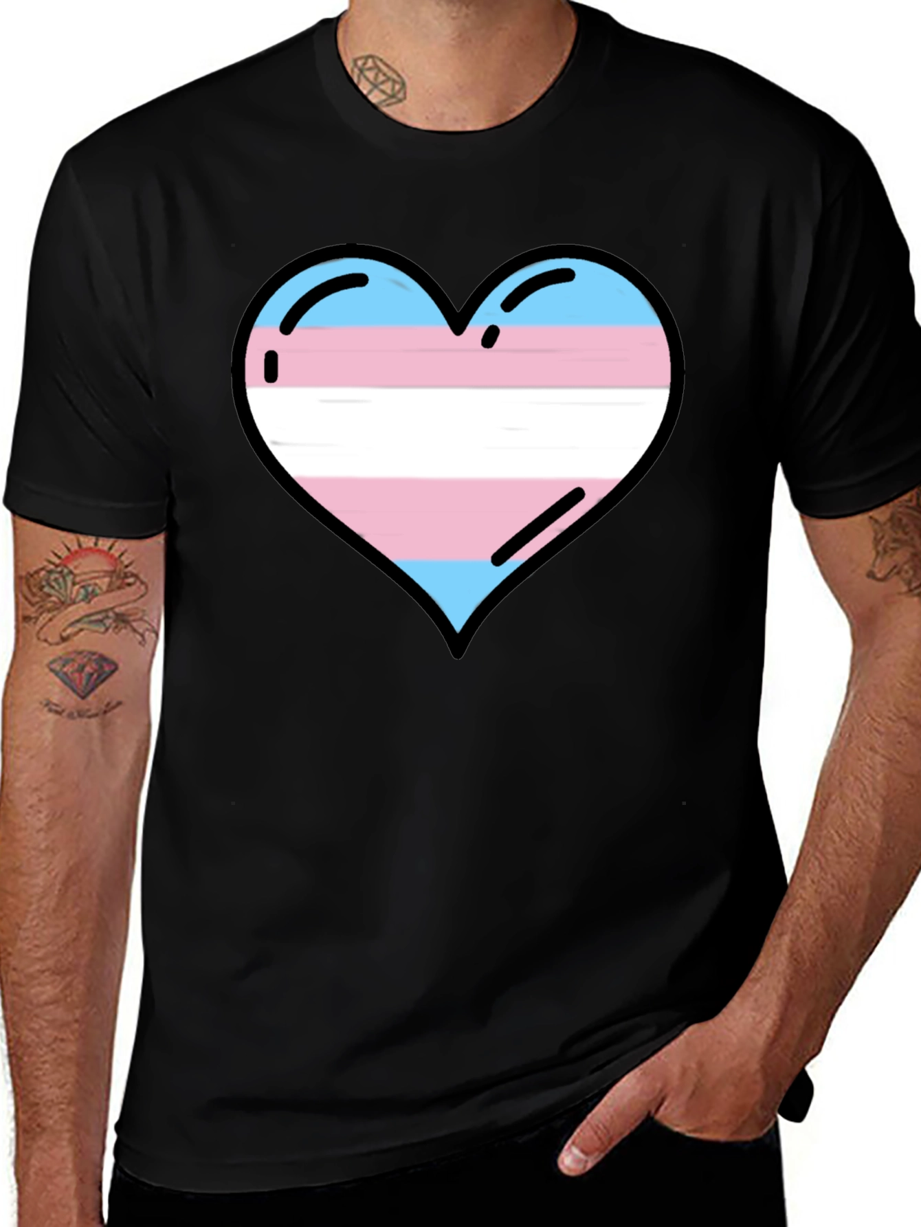 Variant 18 of Transgender Pride Heart T-Shirt - Black