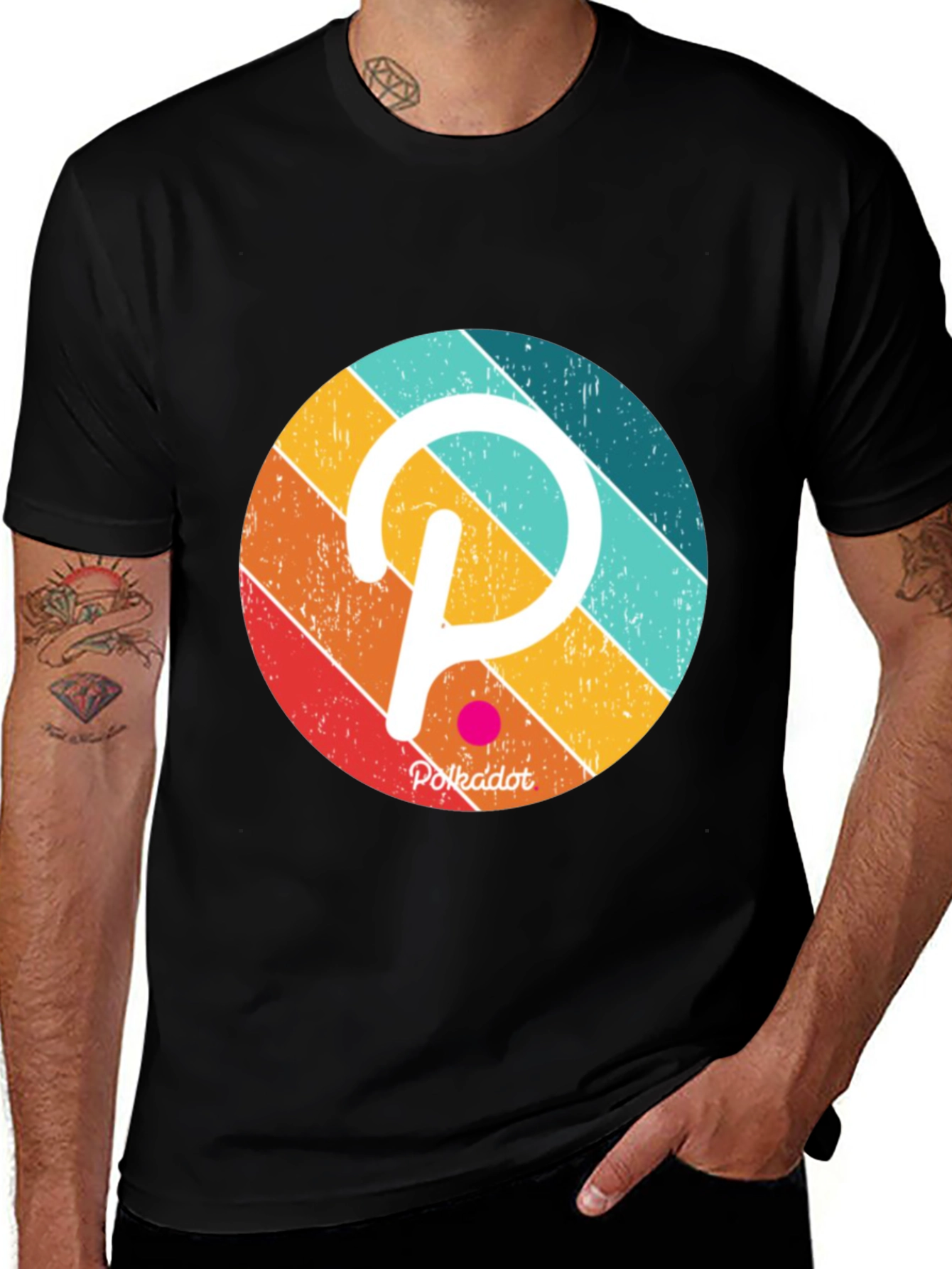 Variant 12 of Polkadot Retro Style Graphic Tee - Black Cotton T-Shirt