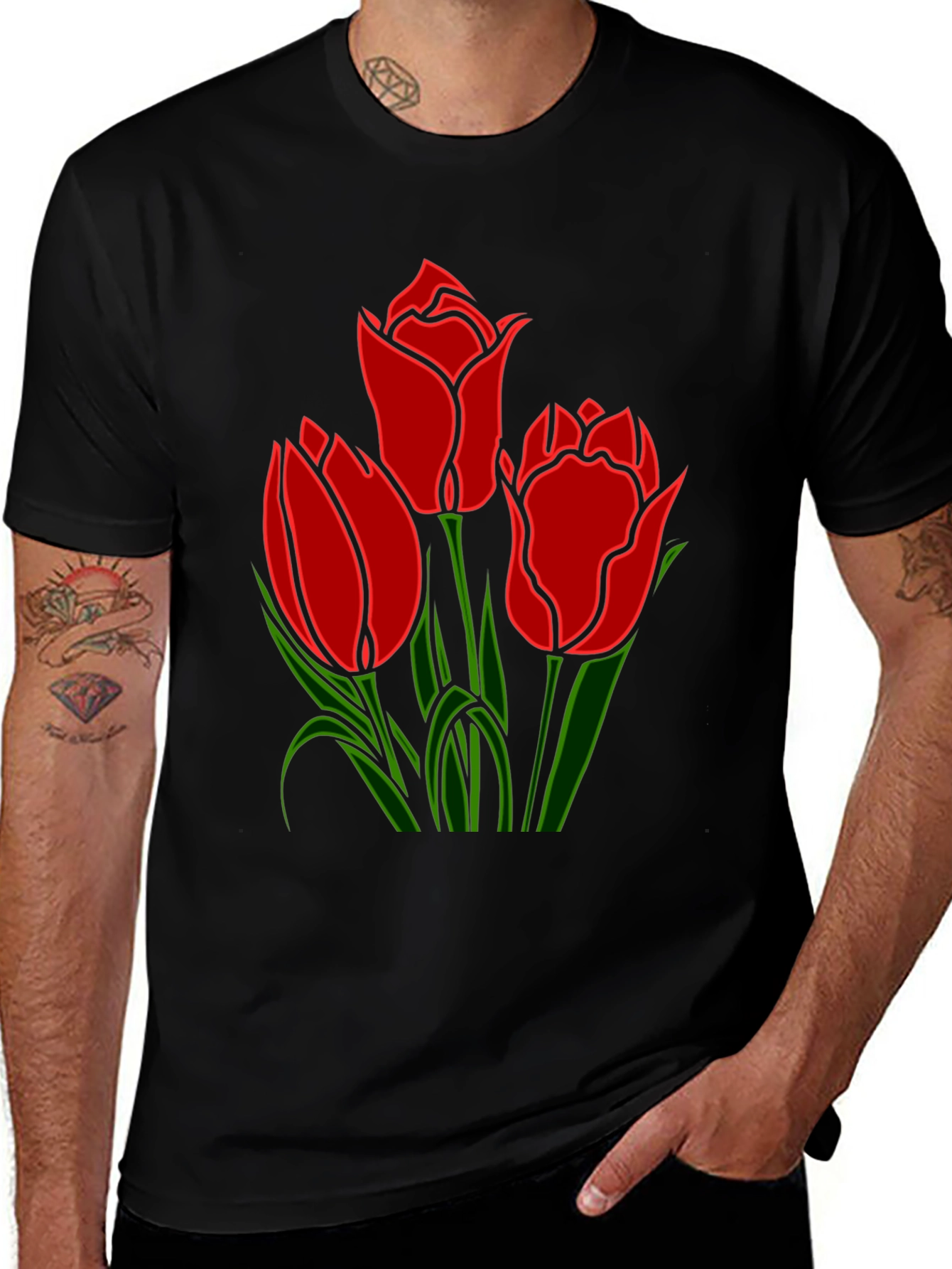 Variant 10 of Tulip Graphic Tee - Stylish Floral Design