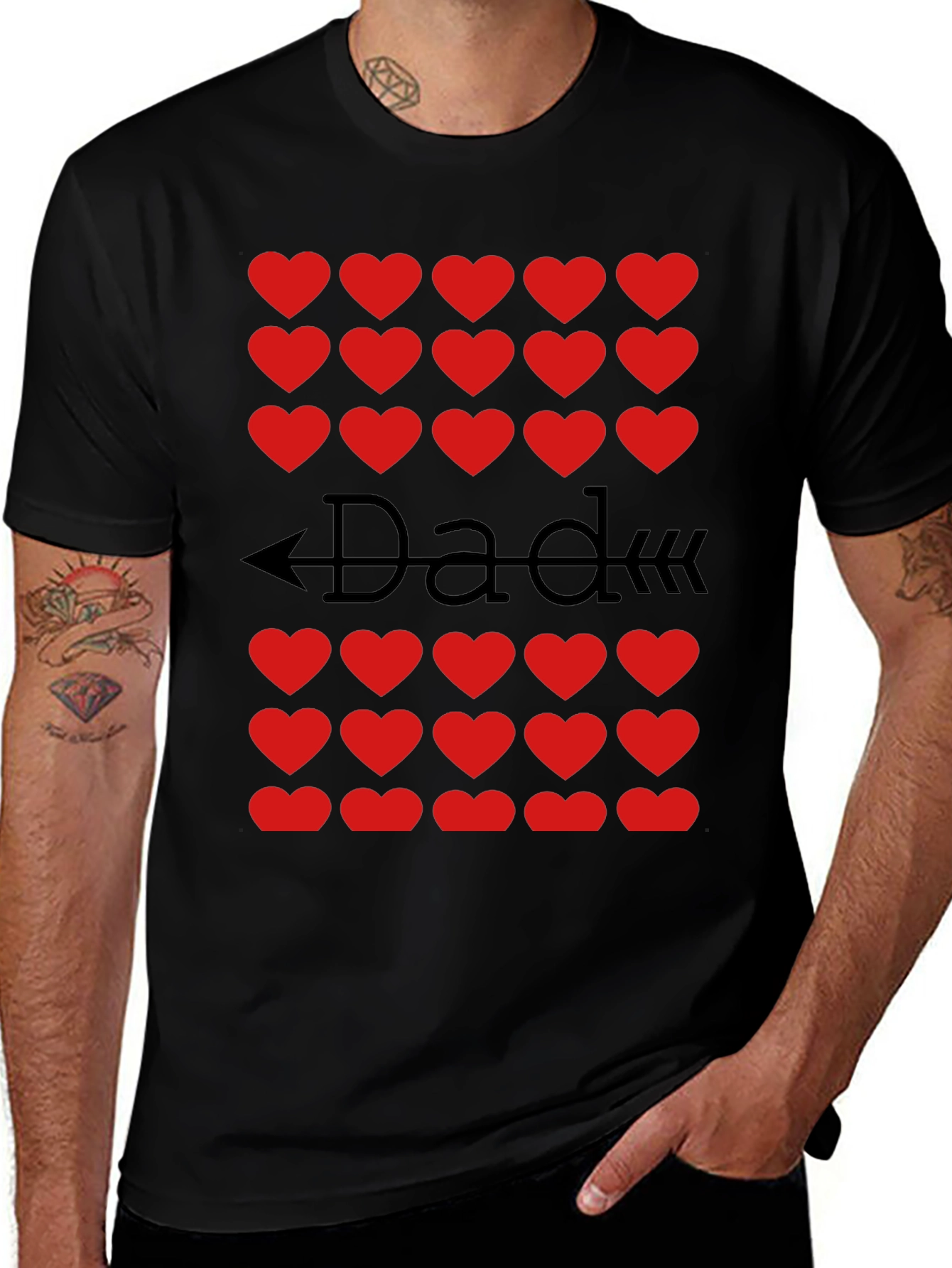 Variant 20 of Dad Heart Arrow T-Shirt - Black Cotton Tee