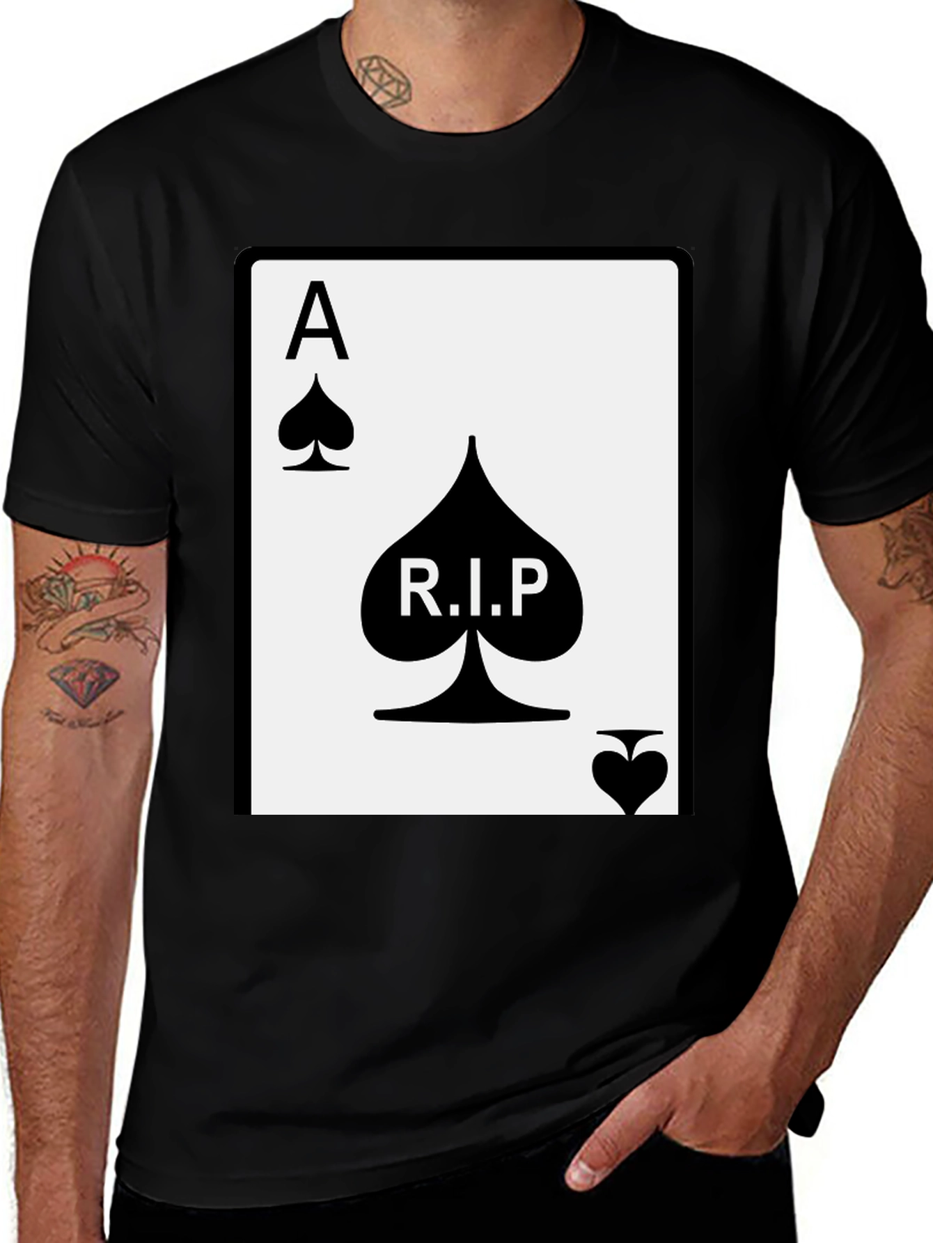 Variant 9 of Ace of Spades RIP Graphic Tee - Black Cotton T-Shirt
