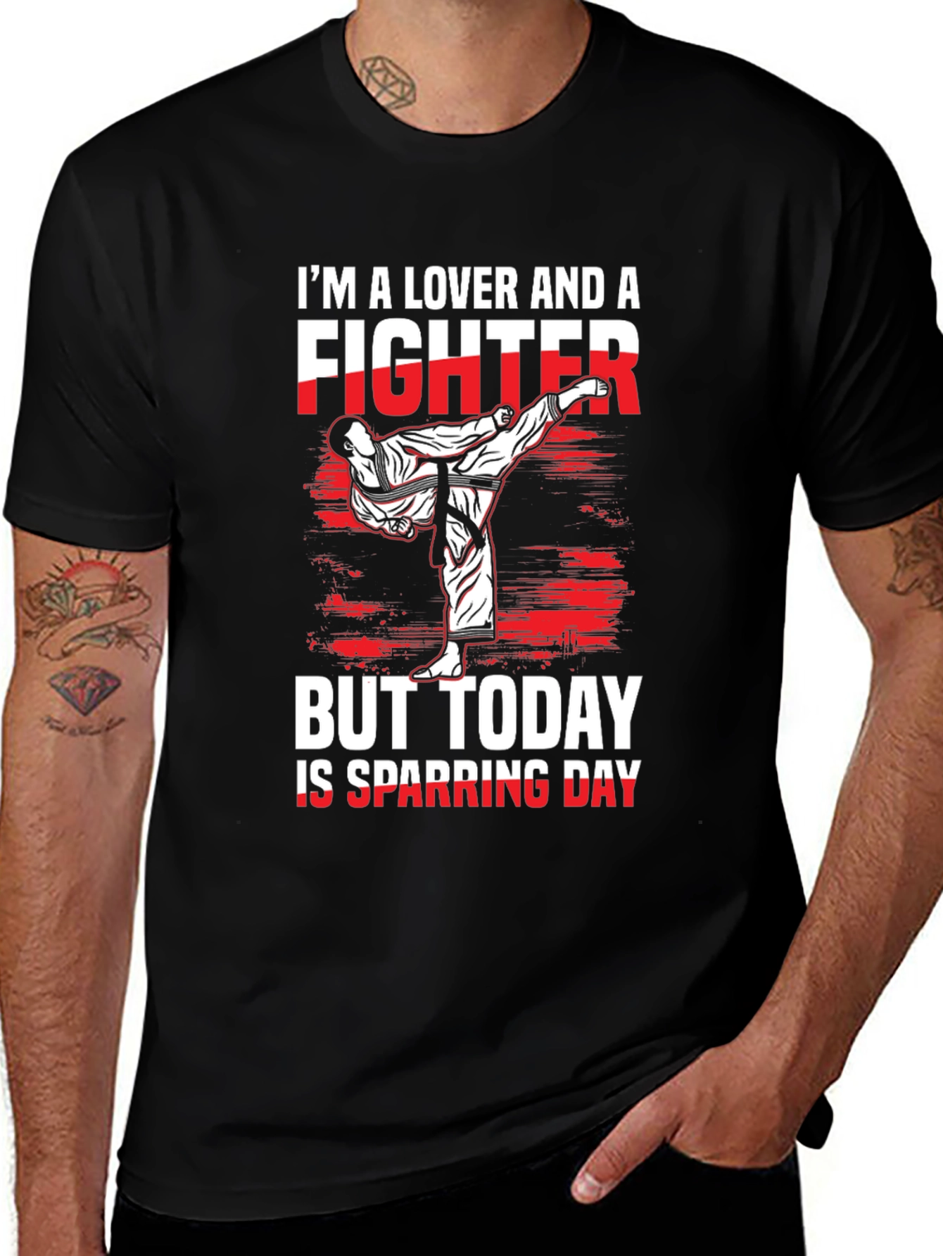 Lover and Fighter Sparring Day Black T-Shirt