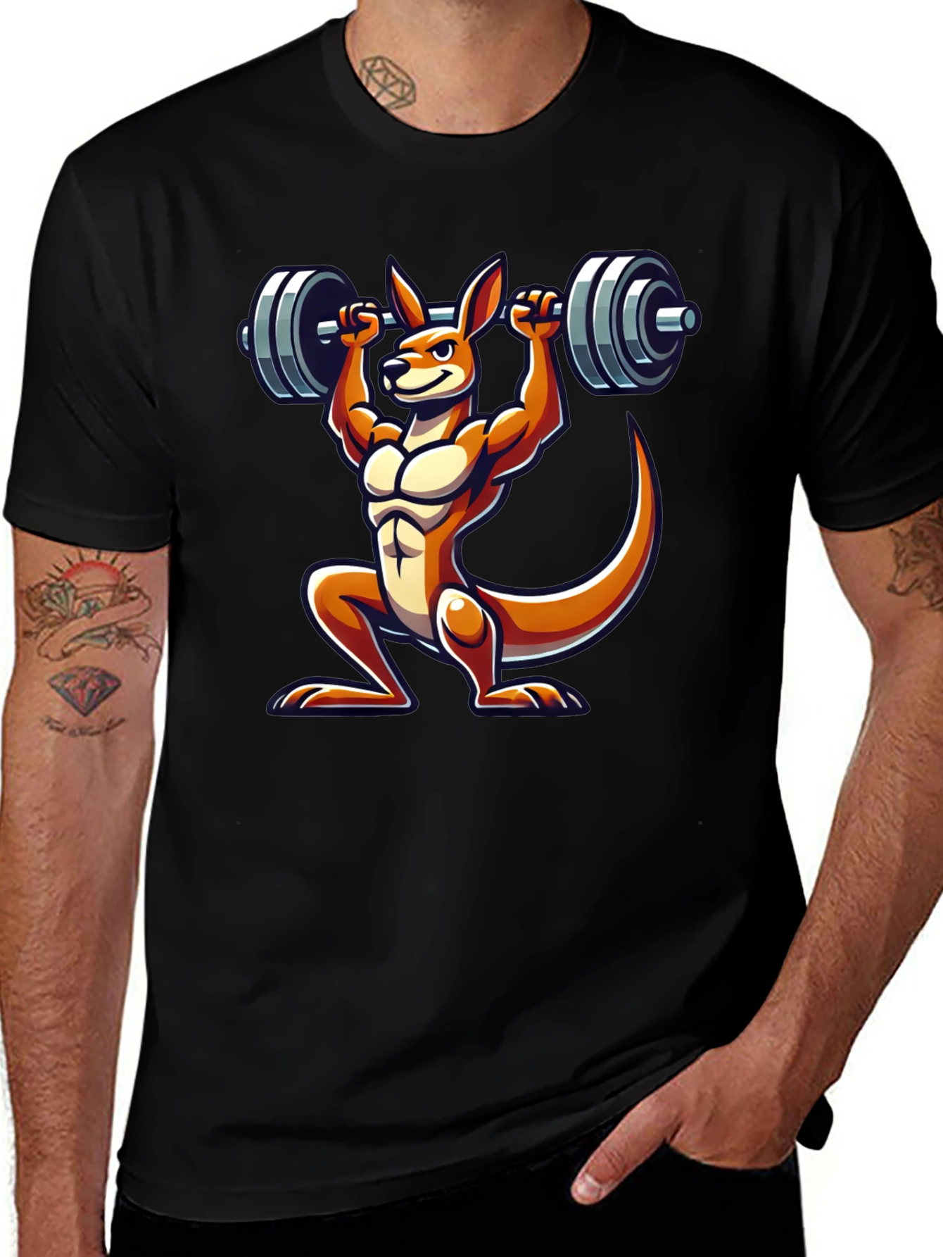 Variant 15 of Kangaroo Lifting Barbell Graphic Tee