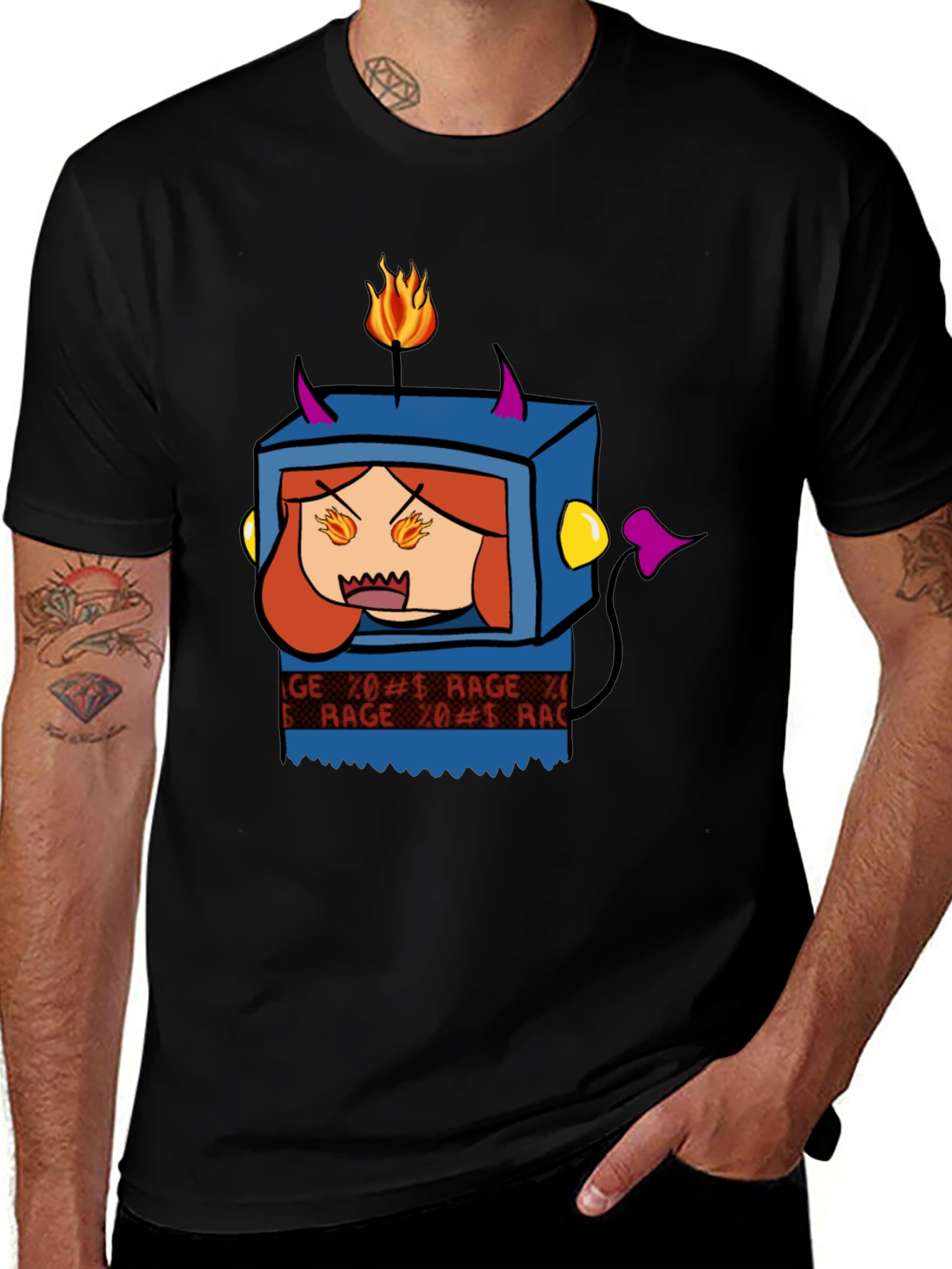 Variant 17 of Rage TV Head Graphic T-Shirt - Cool Unique Design!