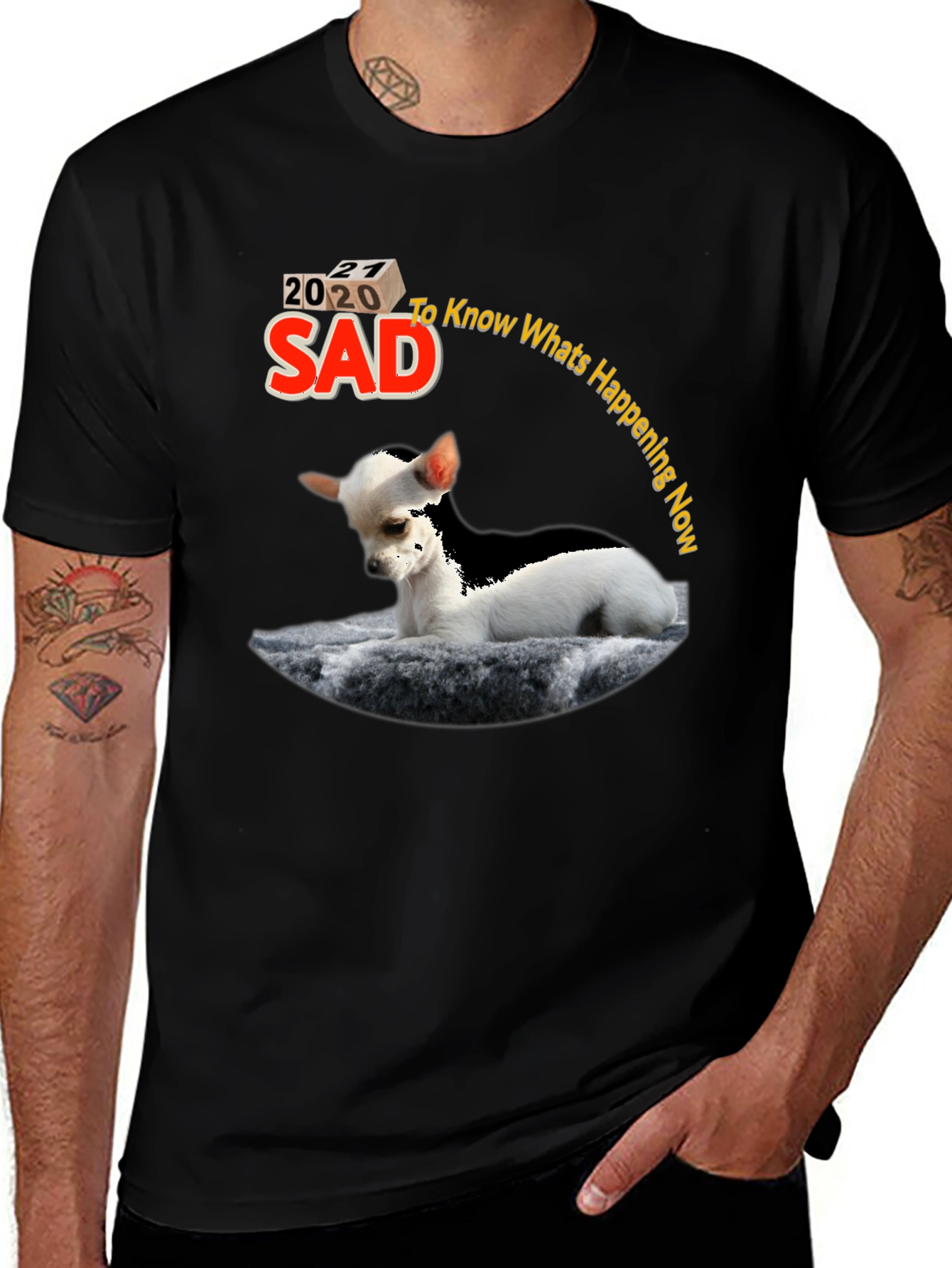 Variant 17 of Sad 2020 Chihuahua Graphic T-Shirt