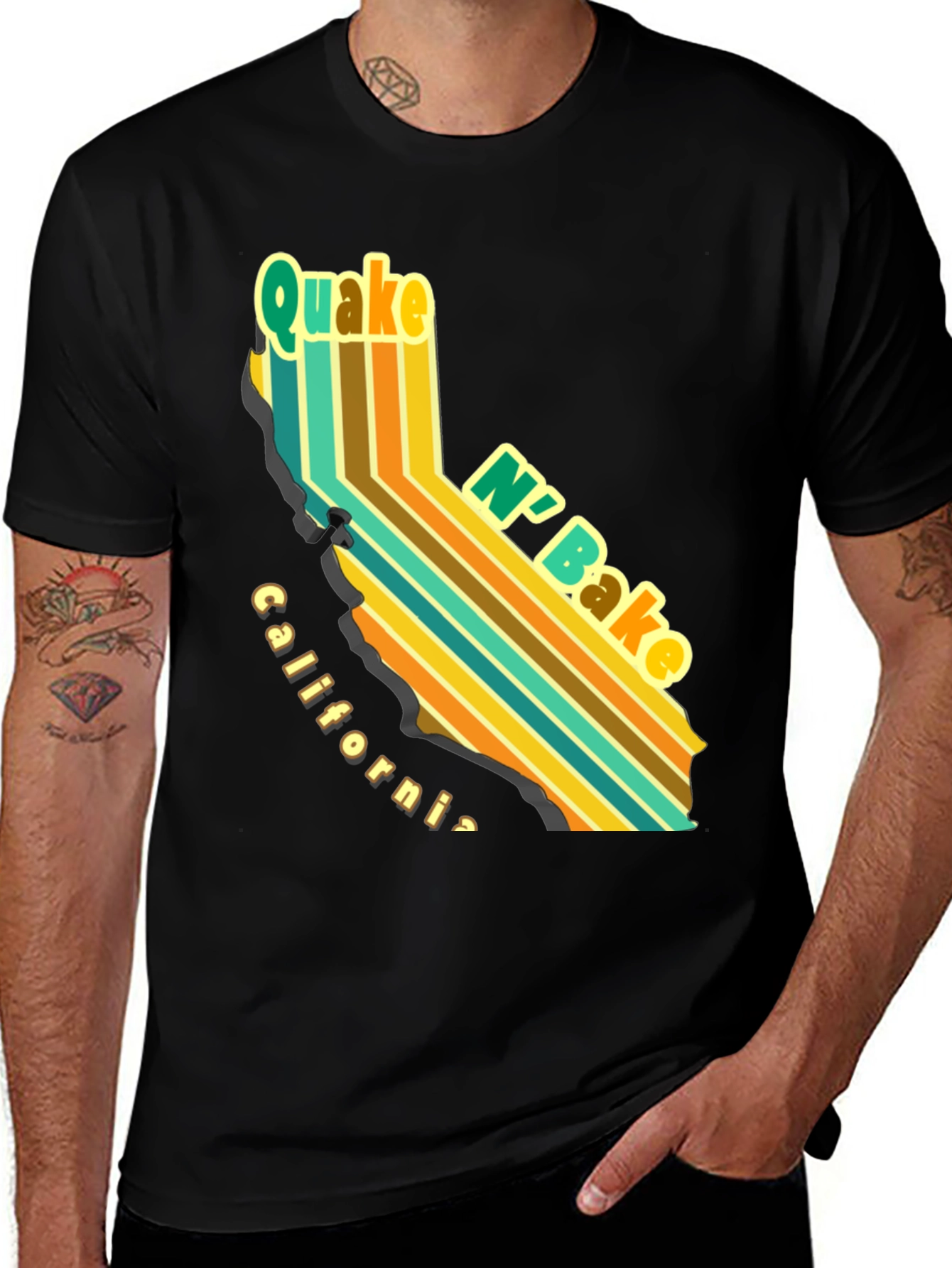 Quake N' Bake California T-Shirt - Retro Style