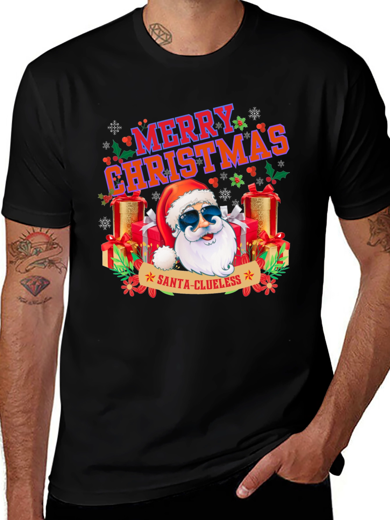 Santa-Clueless Merry Christmas Graphic T-Shirt
