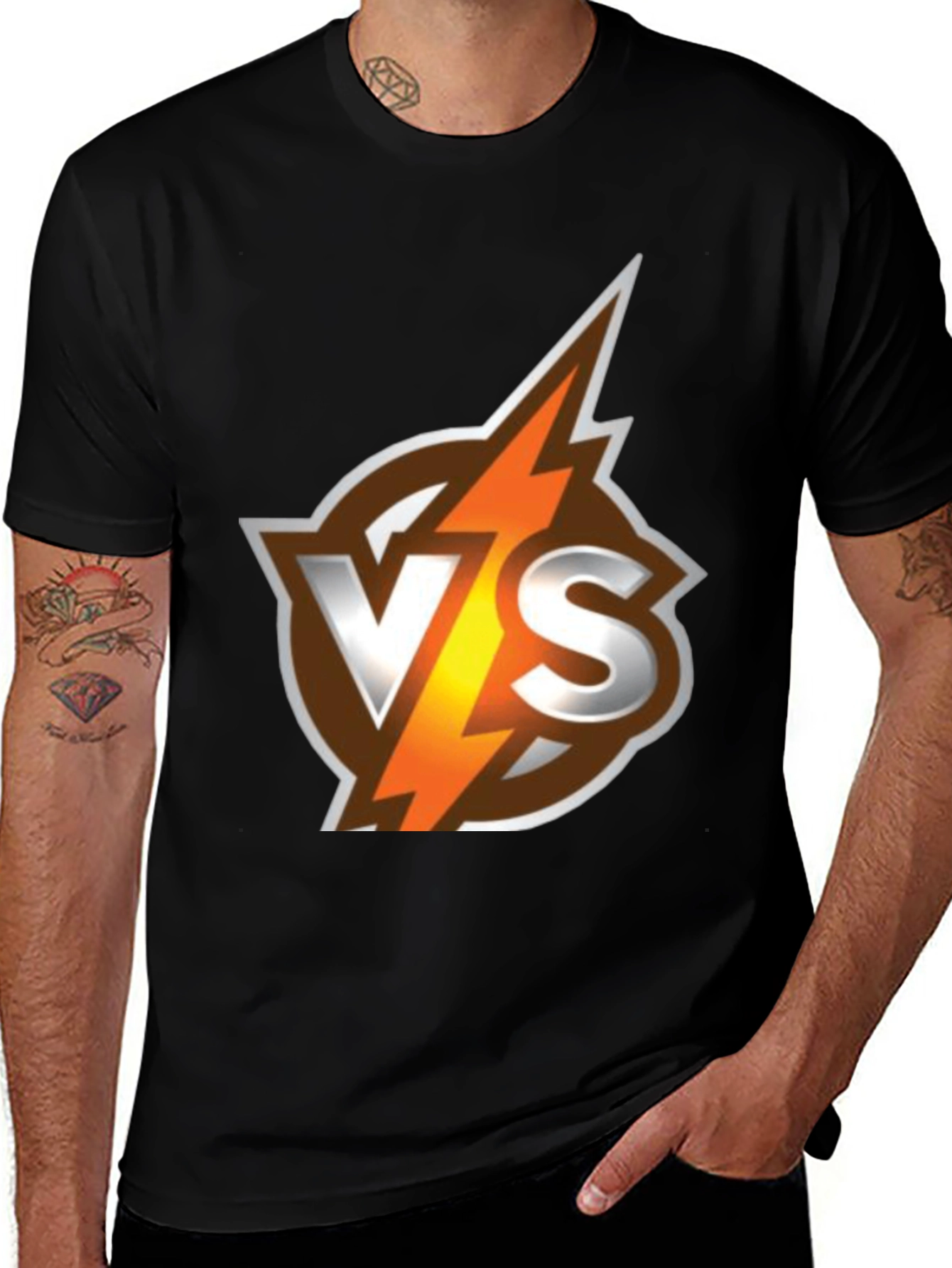 VS Lightning Bolt Graphic Tee - Cool Casual Shirt