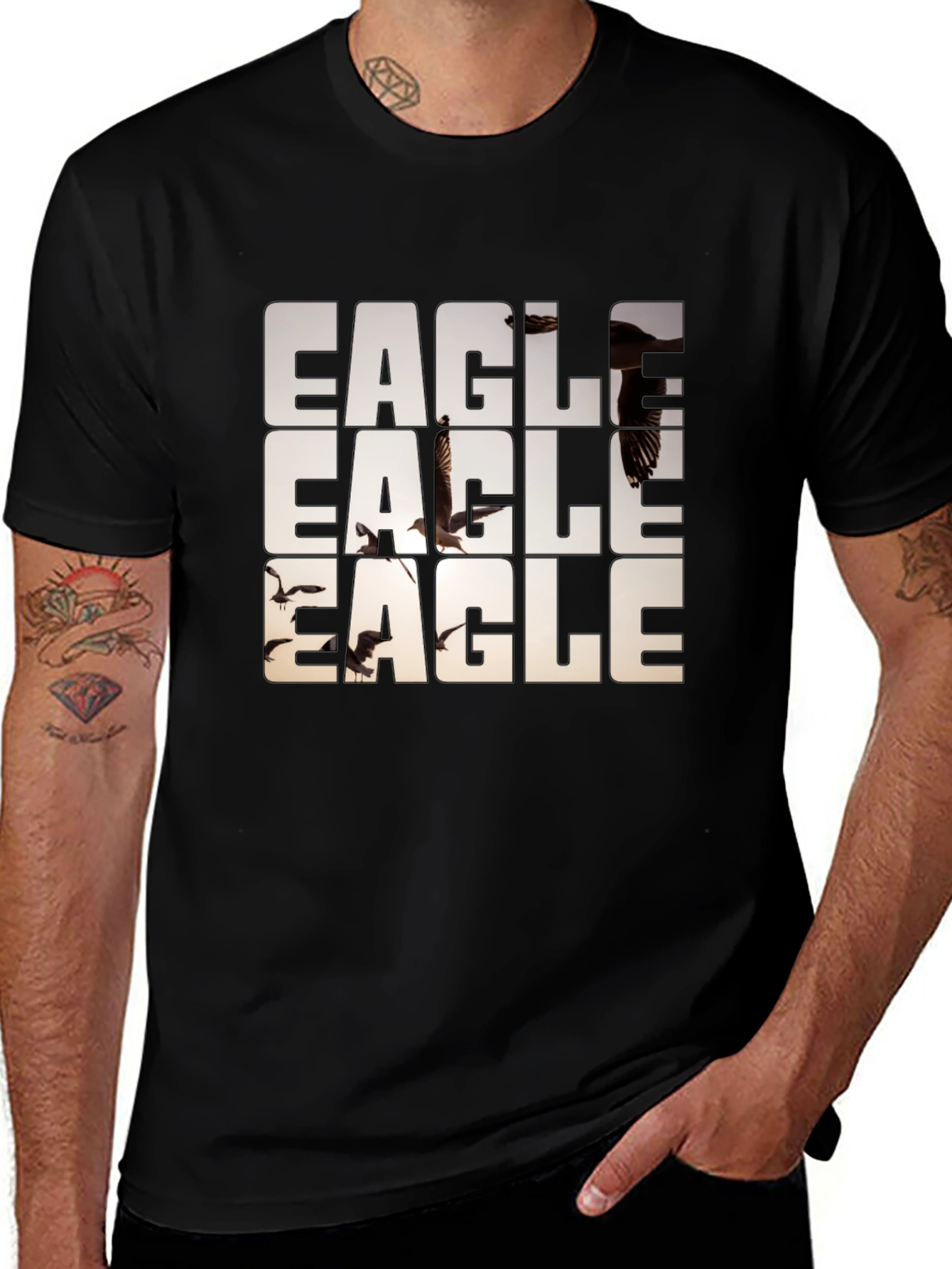 Variant 23 of Eagle Graphic Print Black T-Shirt