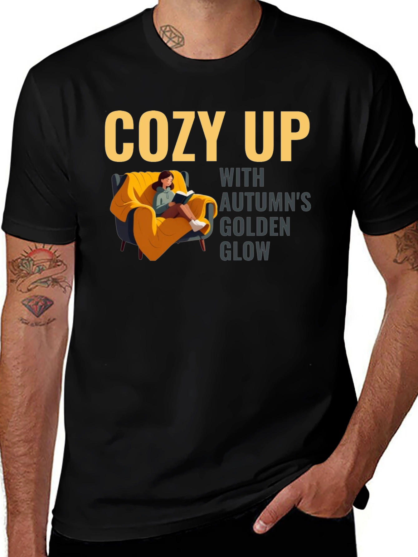 Cozy Up Autumn's Golden Glow Graphic Tee