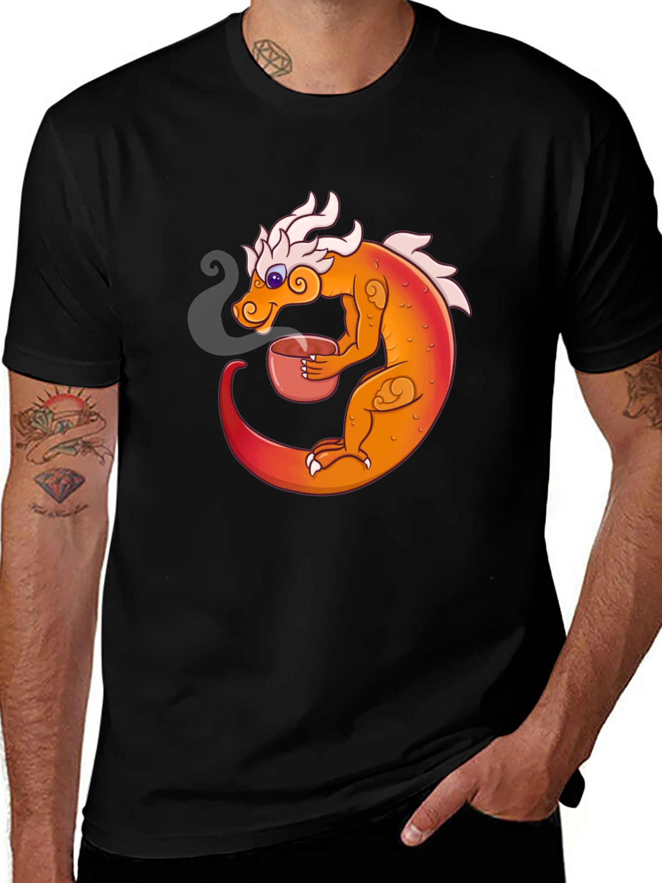 Variant 10 of Dragon Sipping Tea T-Shirt - Cozy Comfort