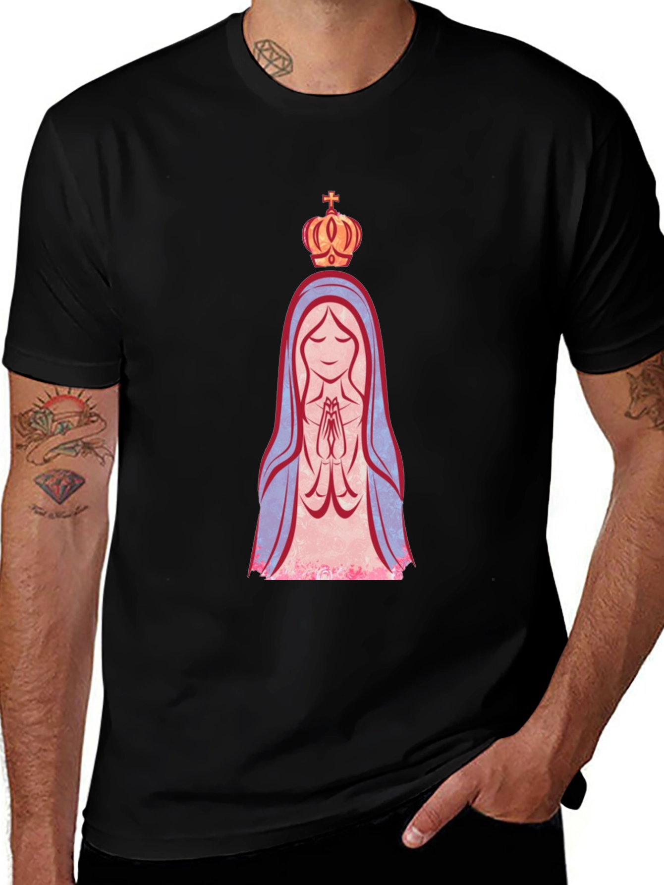 Virgin Mary Graphic Tee - Religious Art T-Shirt