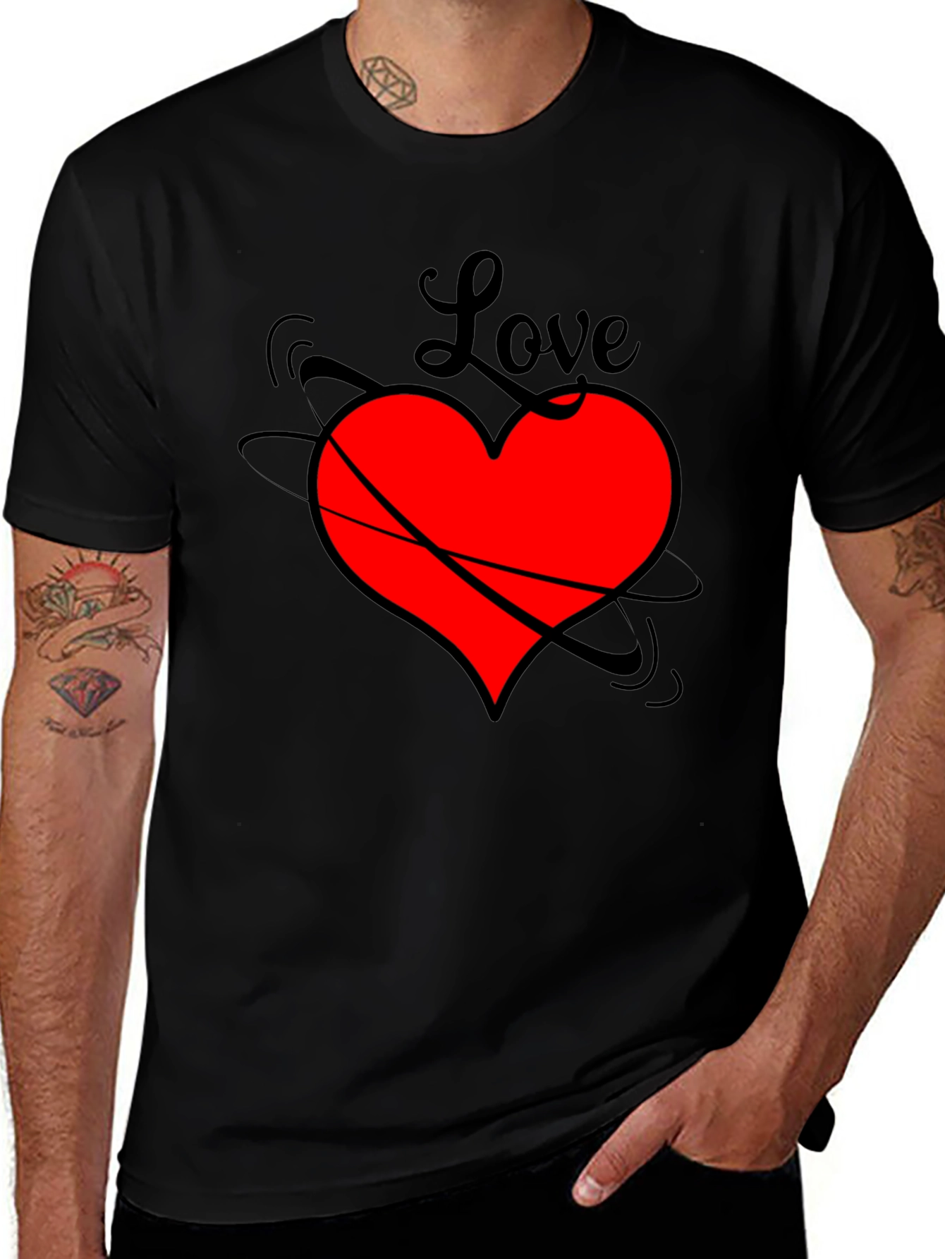 Variant 25 of Love Heart Black T-Shirt - Stylish Graphic Tee