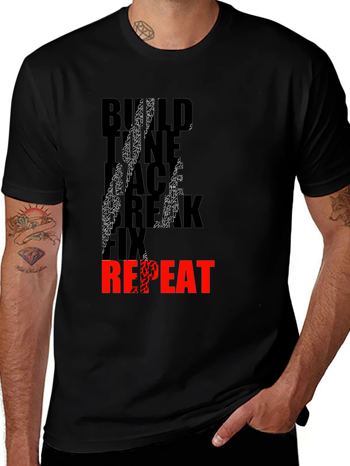 Variant 10 of Build Race Break Fix Repeat Men's T-Shirt