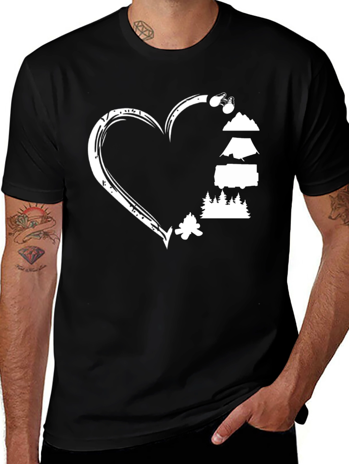 Variant 7 of Camping Heart Graphic Tee - Adventure Awaits
