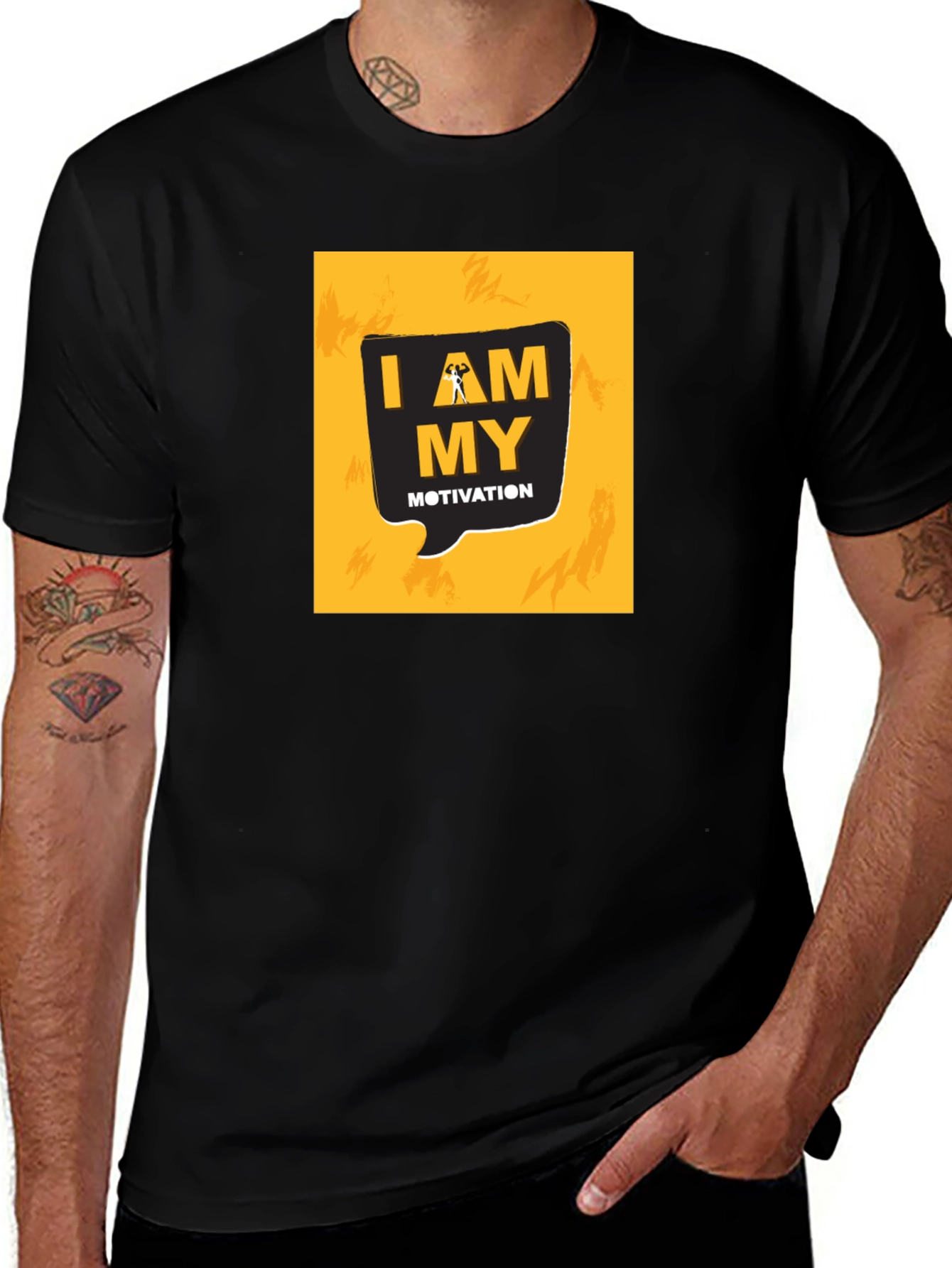 Variant 26 of Motivational 'I AM MY Motivation' Graphic Black T-Shirt