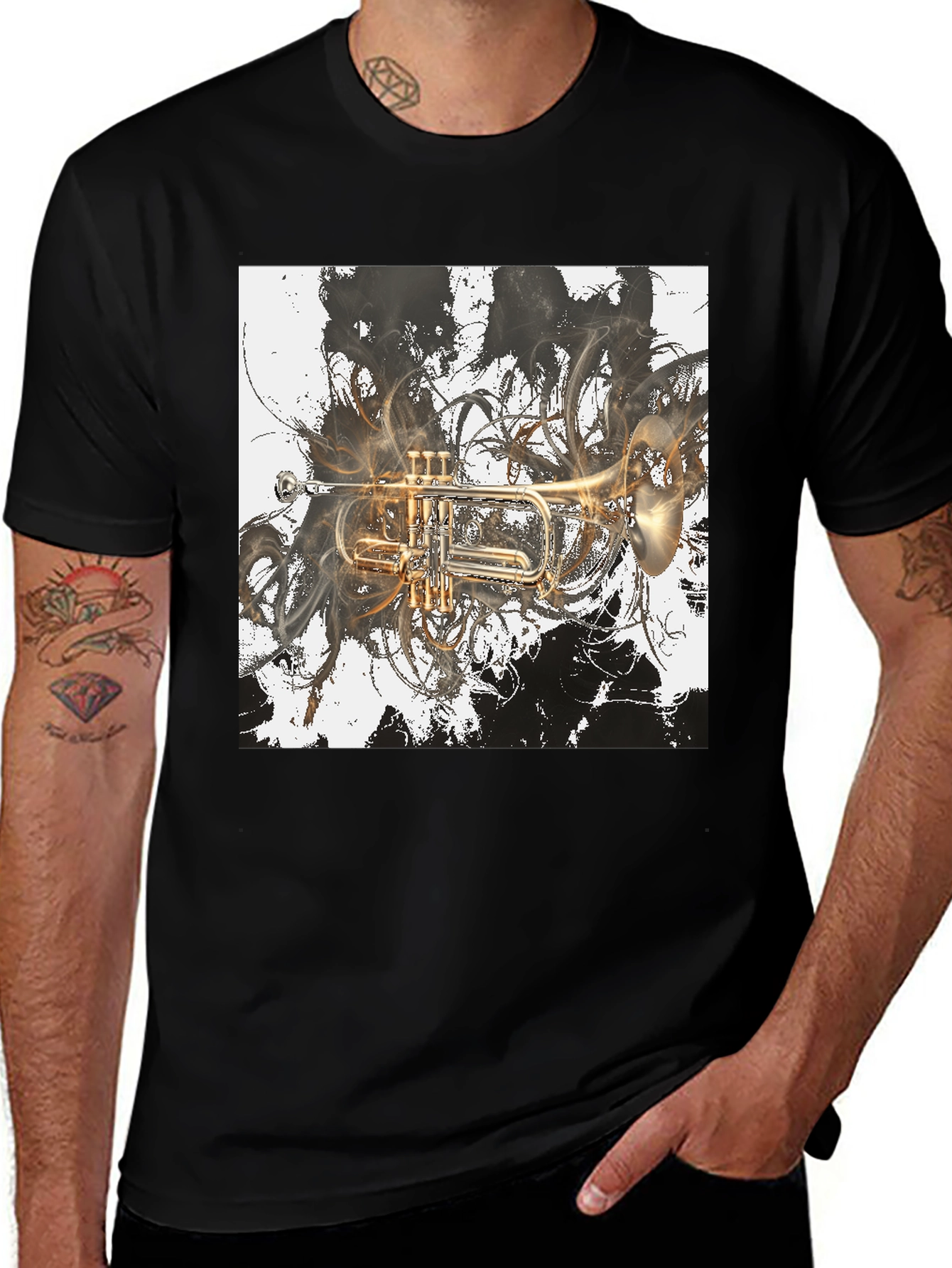 Variant 23 of Abstract Trumpet Graphic Tee - Stylish Musician's T-Shirt