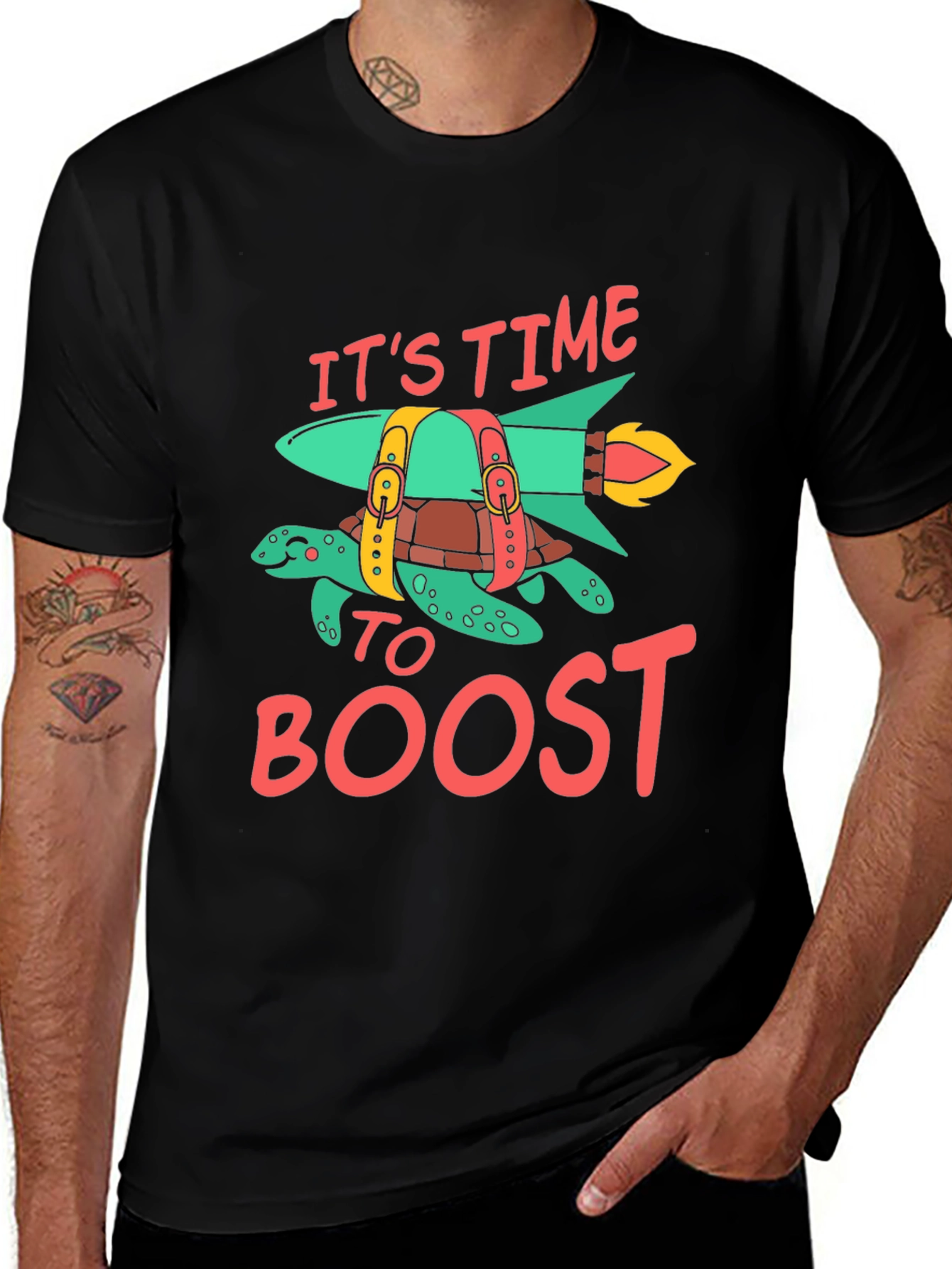 Variant 12 of Time to Boost Rocket Turtle Graphic Tee