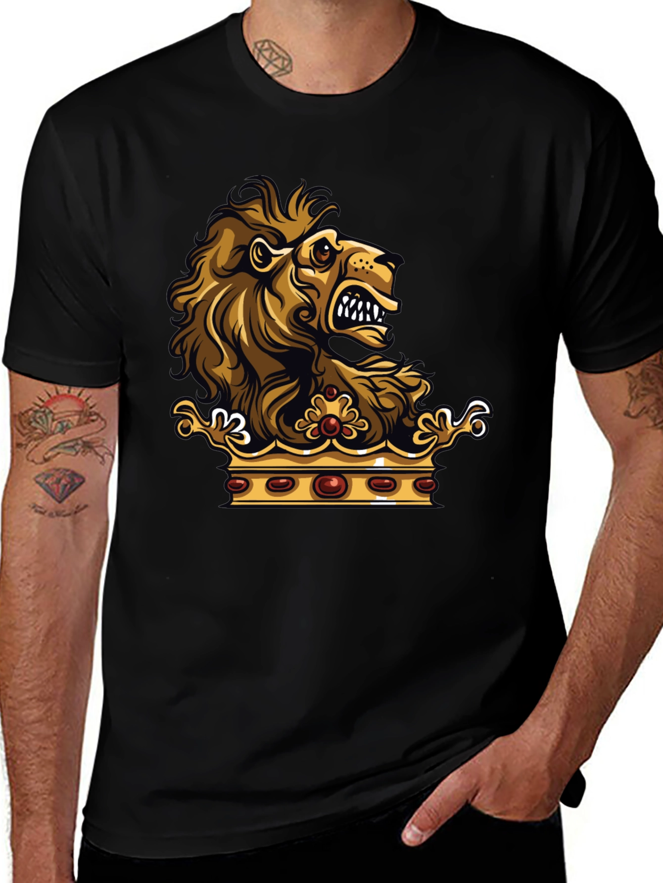 Variant 2 of Lion Crown Graphic Black T-Shirt