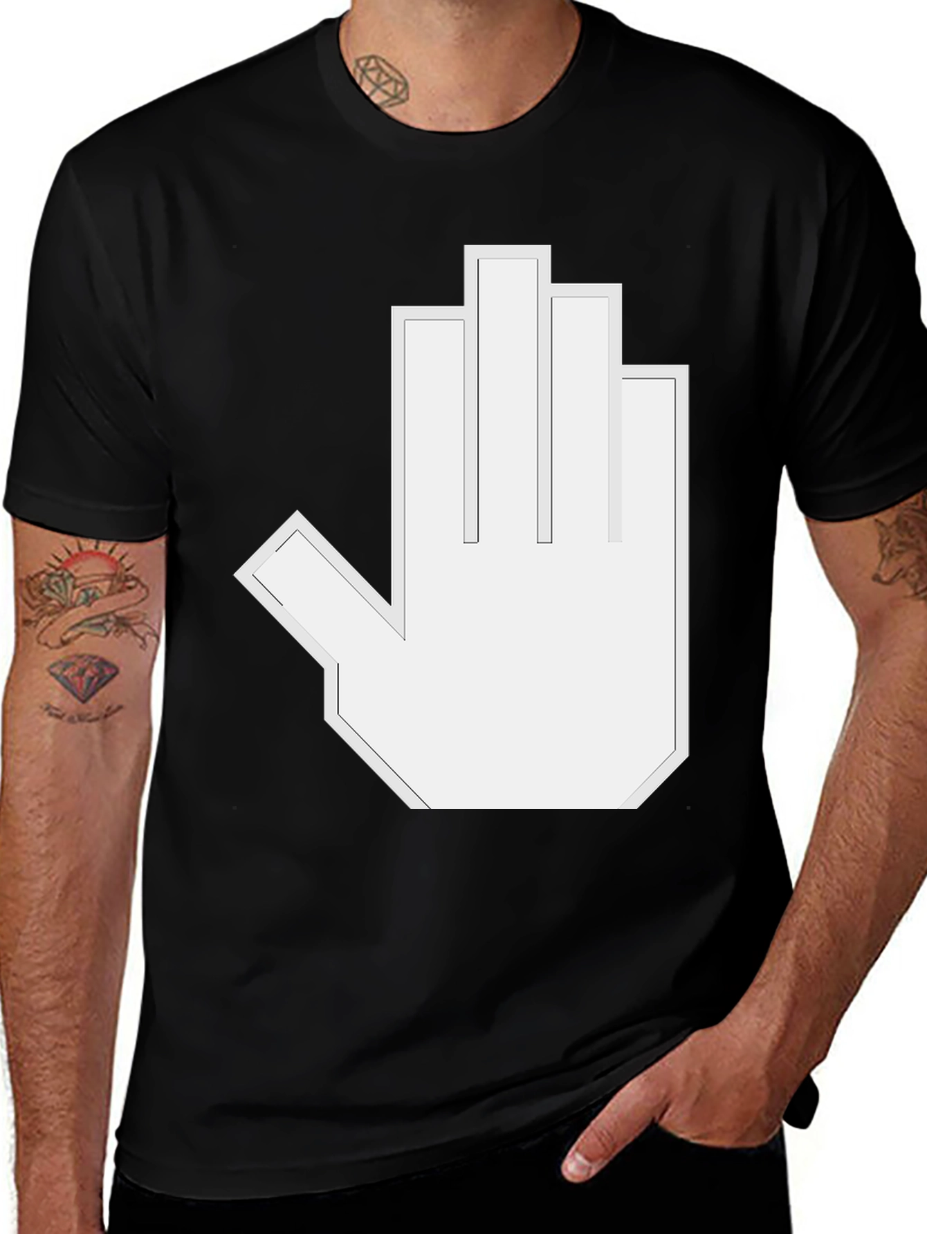 Variant 20 of Pixelated Hand Gesture Graphic Tee - Black