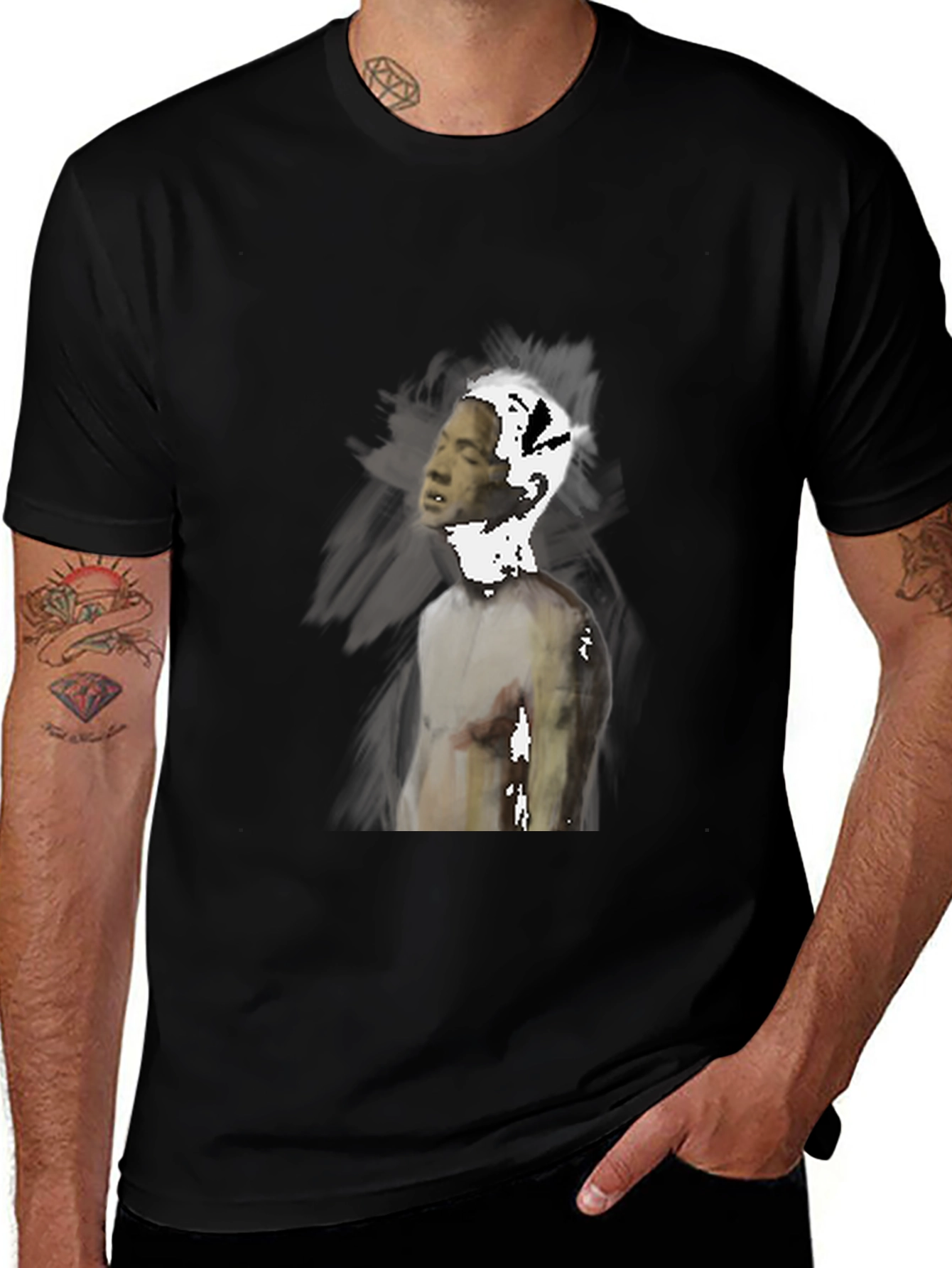 Black Abstract Graphic Black T-Shirt main image