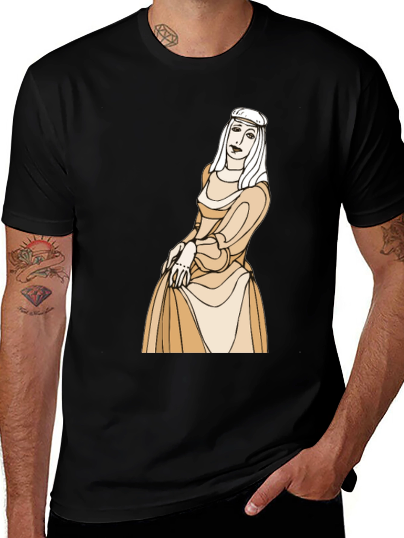 Variant 6 of Medieval Lady Graphic Black T-Shirt