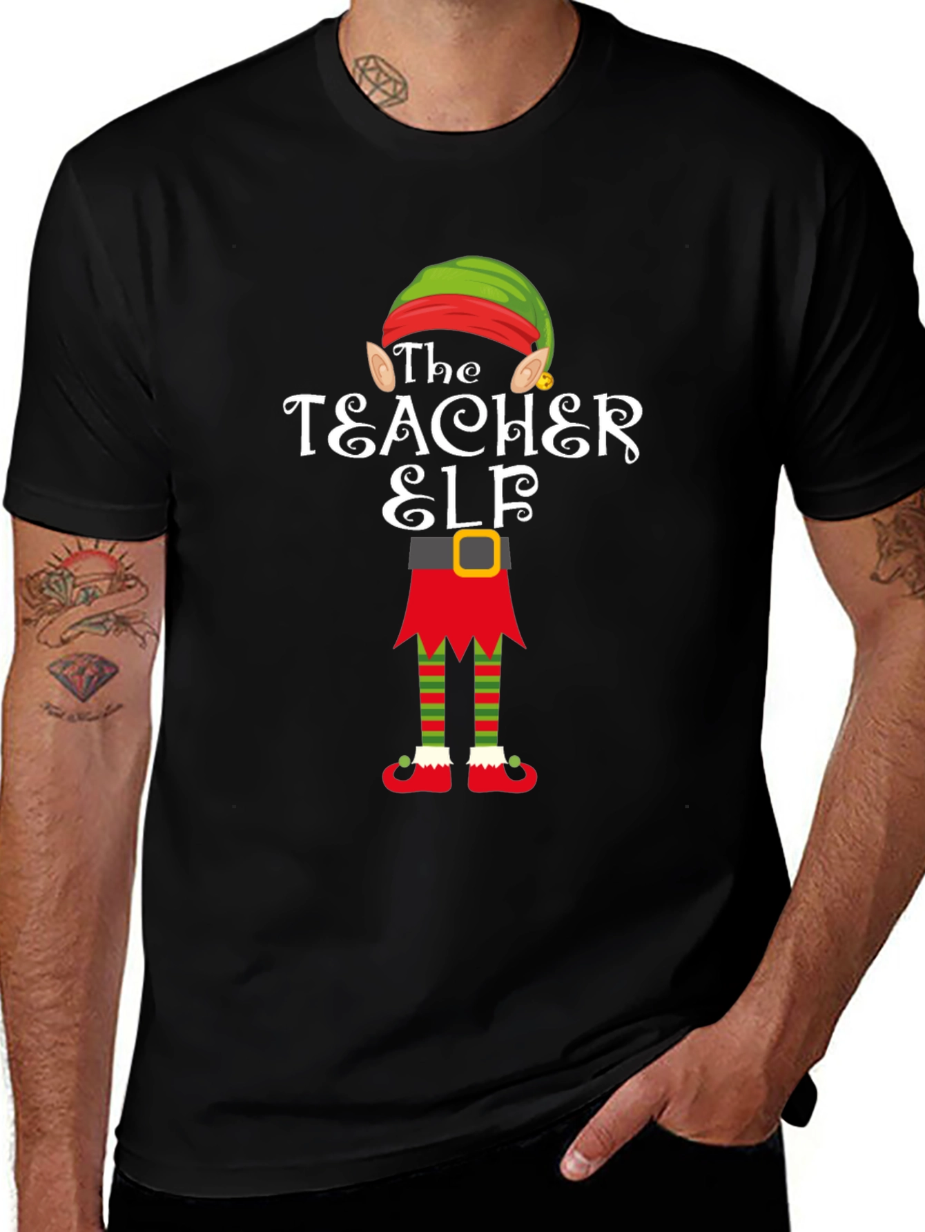 Teacher Elf Graphic T-Shirt - Holiday Fun!