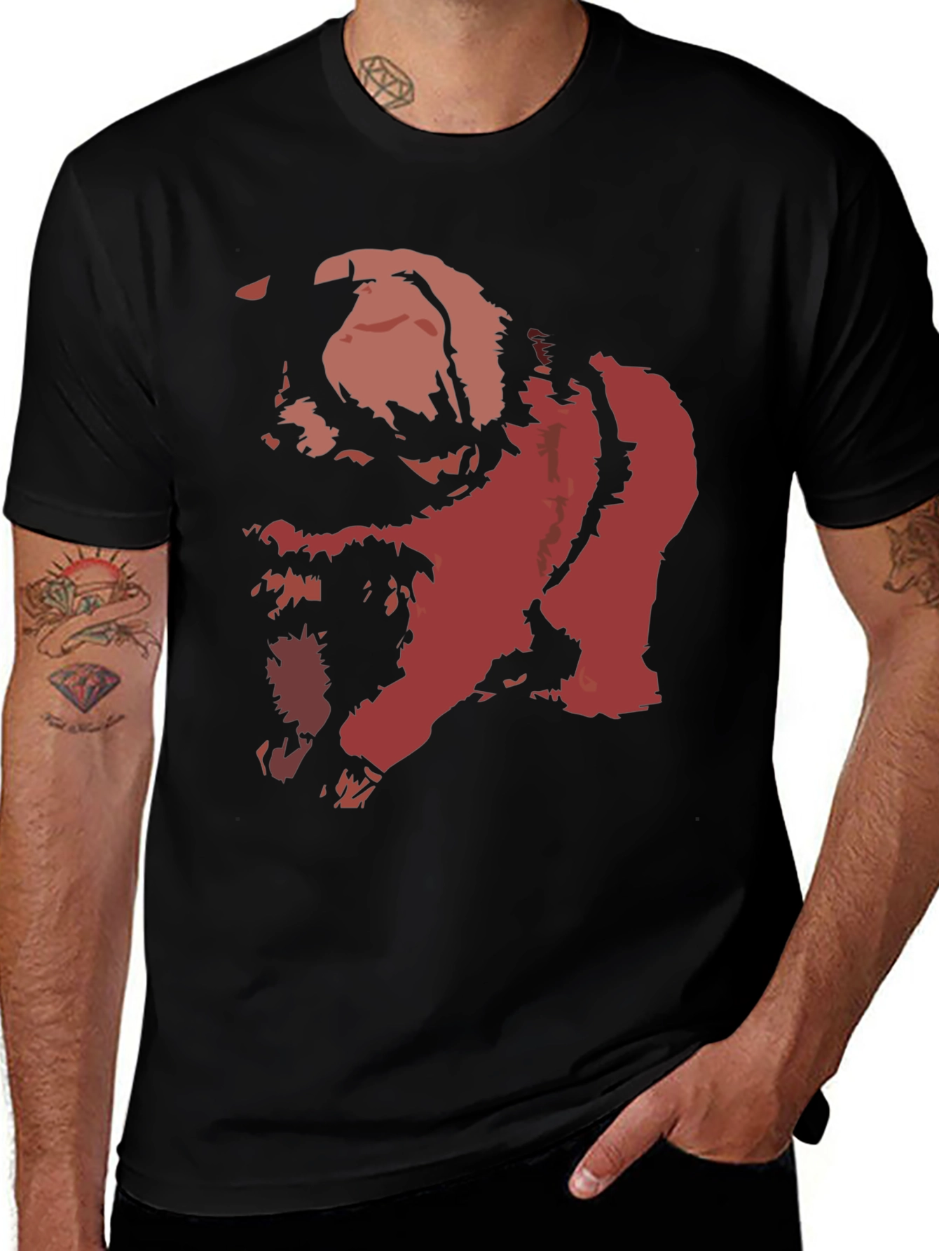 Variant 16 of Bold Graphic Tee - Distressed Red Print on Black