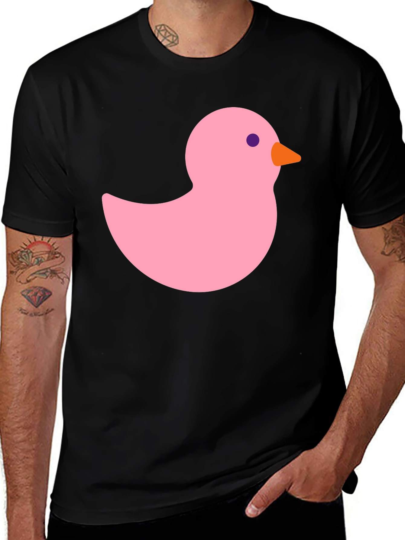 Variant 27 of Pink Rubber Duck T-Shirt - Black Cotton Tee