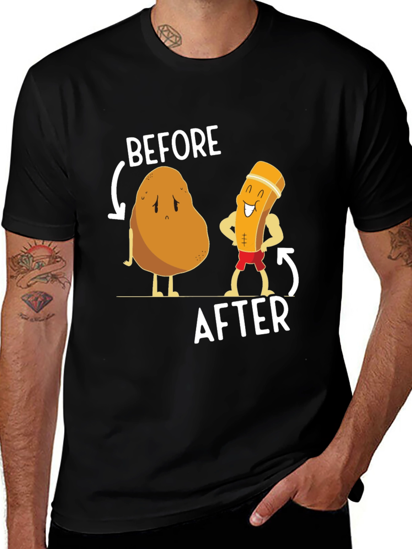 Variant 9 of Funny Potato to Fry Transformation T-Shirt