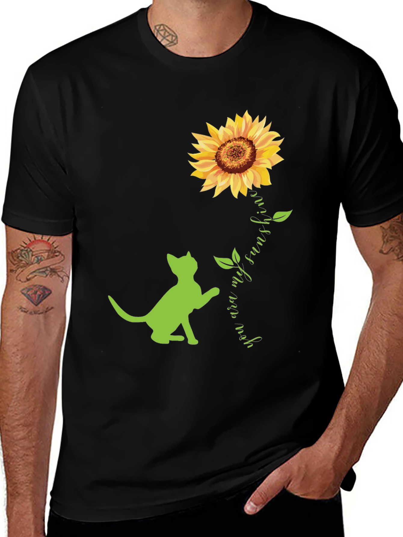 Variant 20 of Cat and Sunflower Graphic Tee