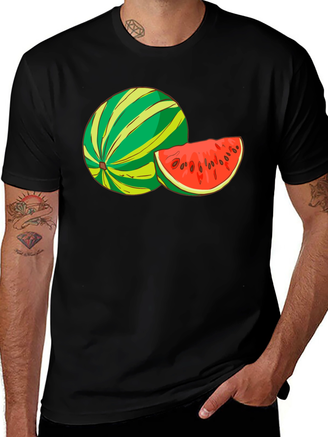 Variant 25 of Watermelon Graphic Black T-Shirt