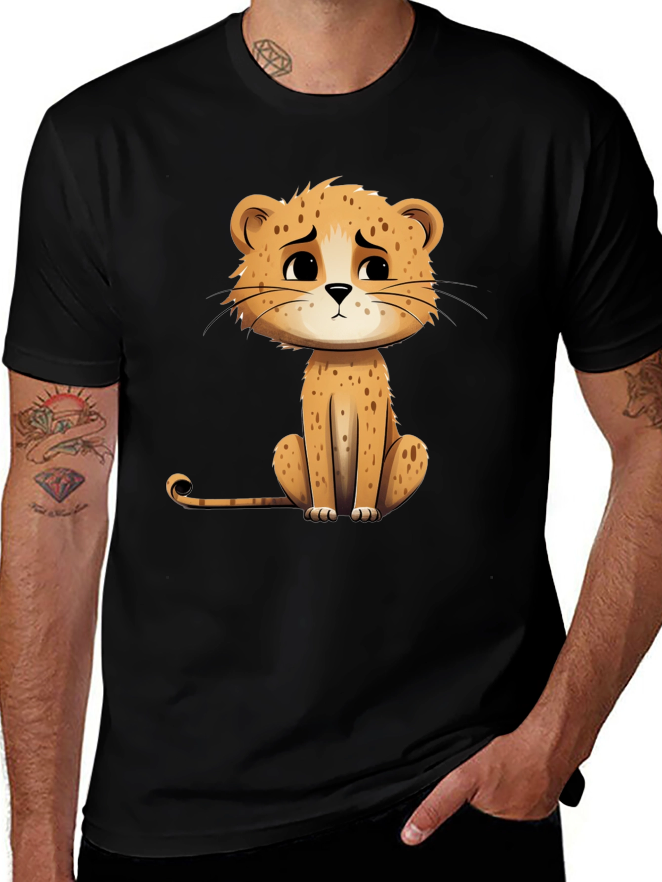 Variant 13 of Cute Cheetah Graphic Black T-Shirt