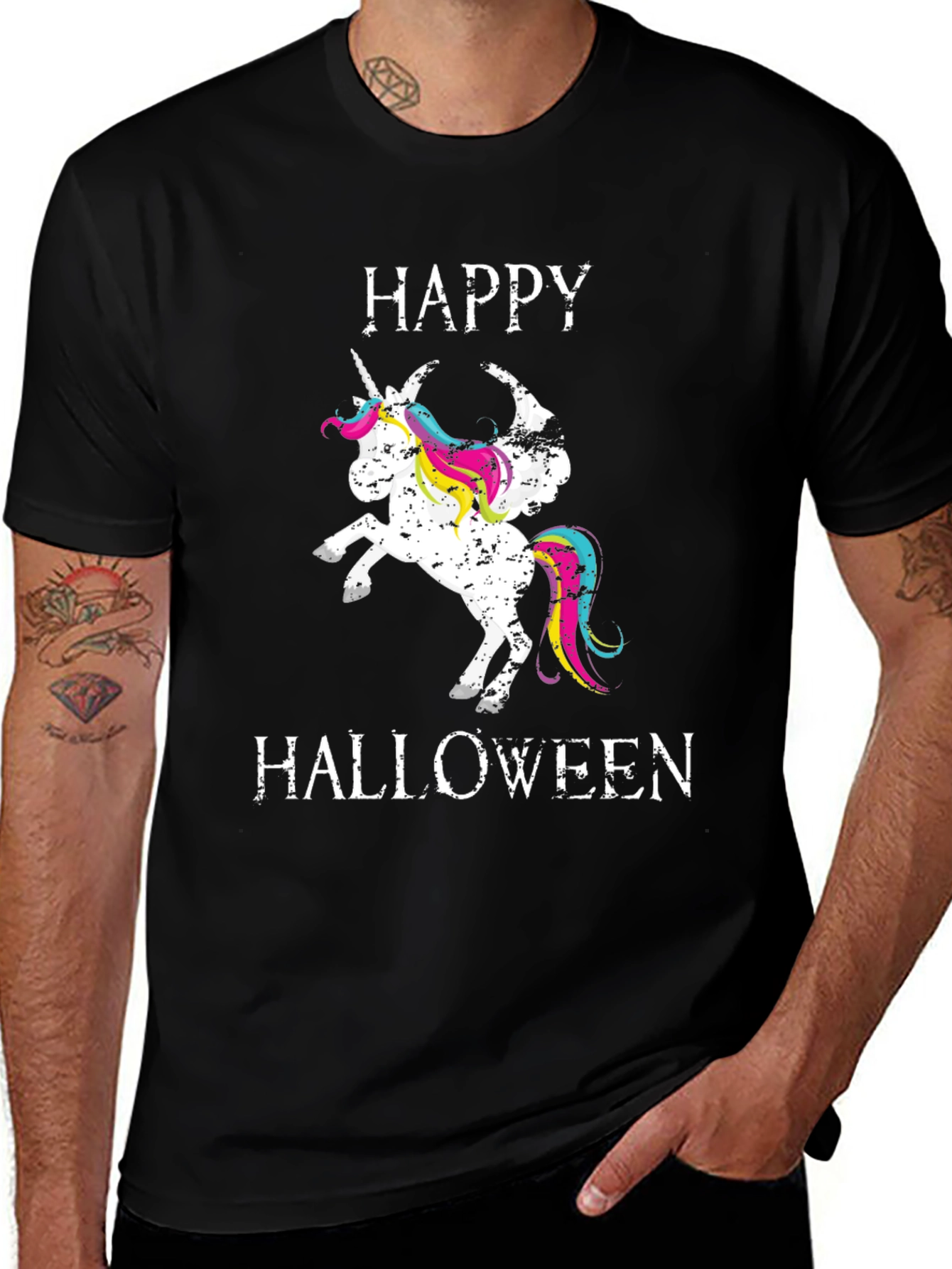 Variant 8 of Happy Halloween Unicorn Black T-Shirt