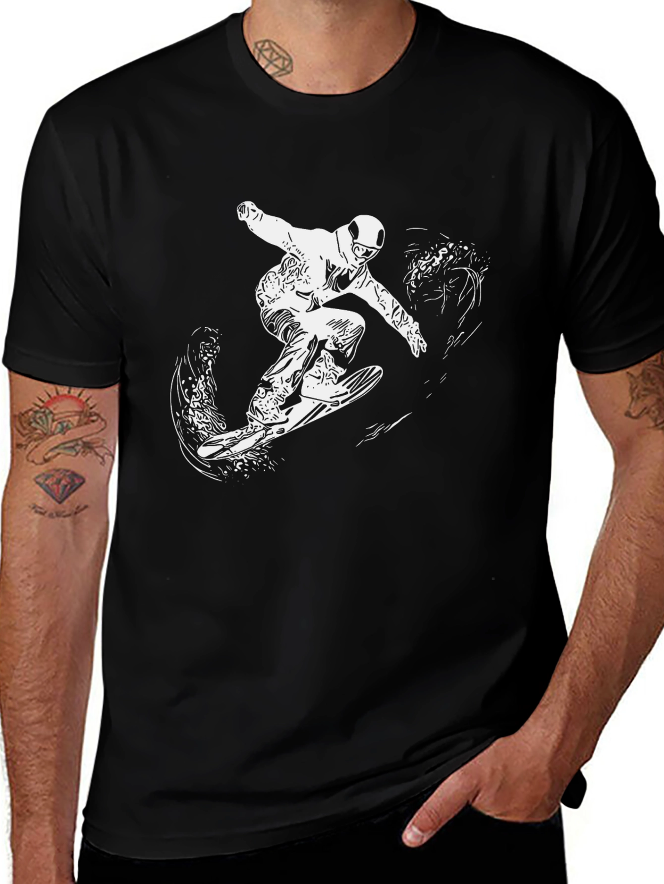 Black Black Graphic Tee - Snowboarder Design main image