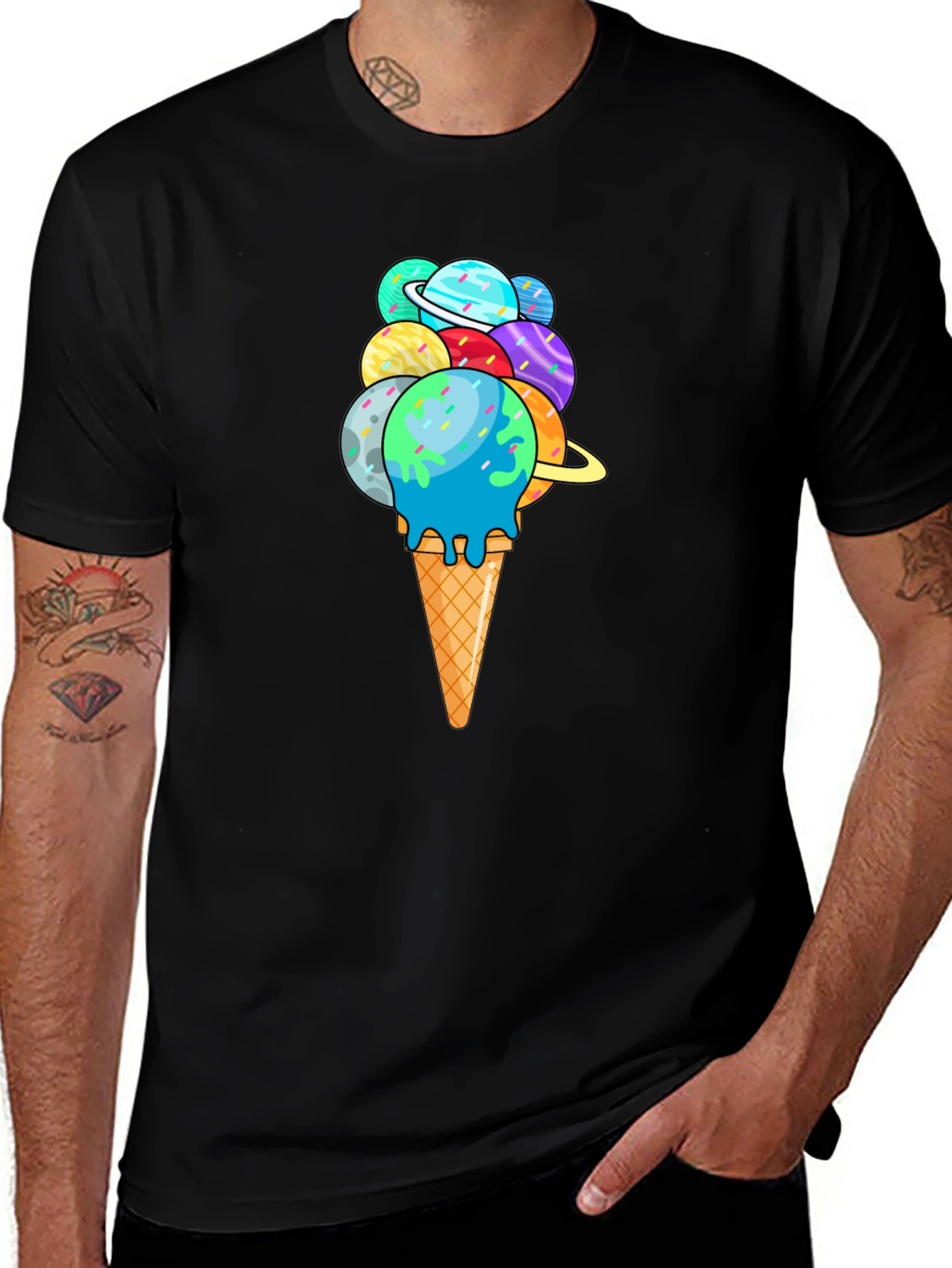 Variant 4 of Planet Ice Cream Cone Graphic Tee