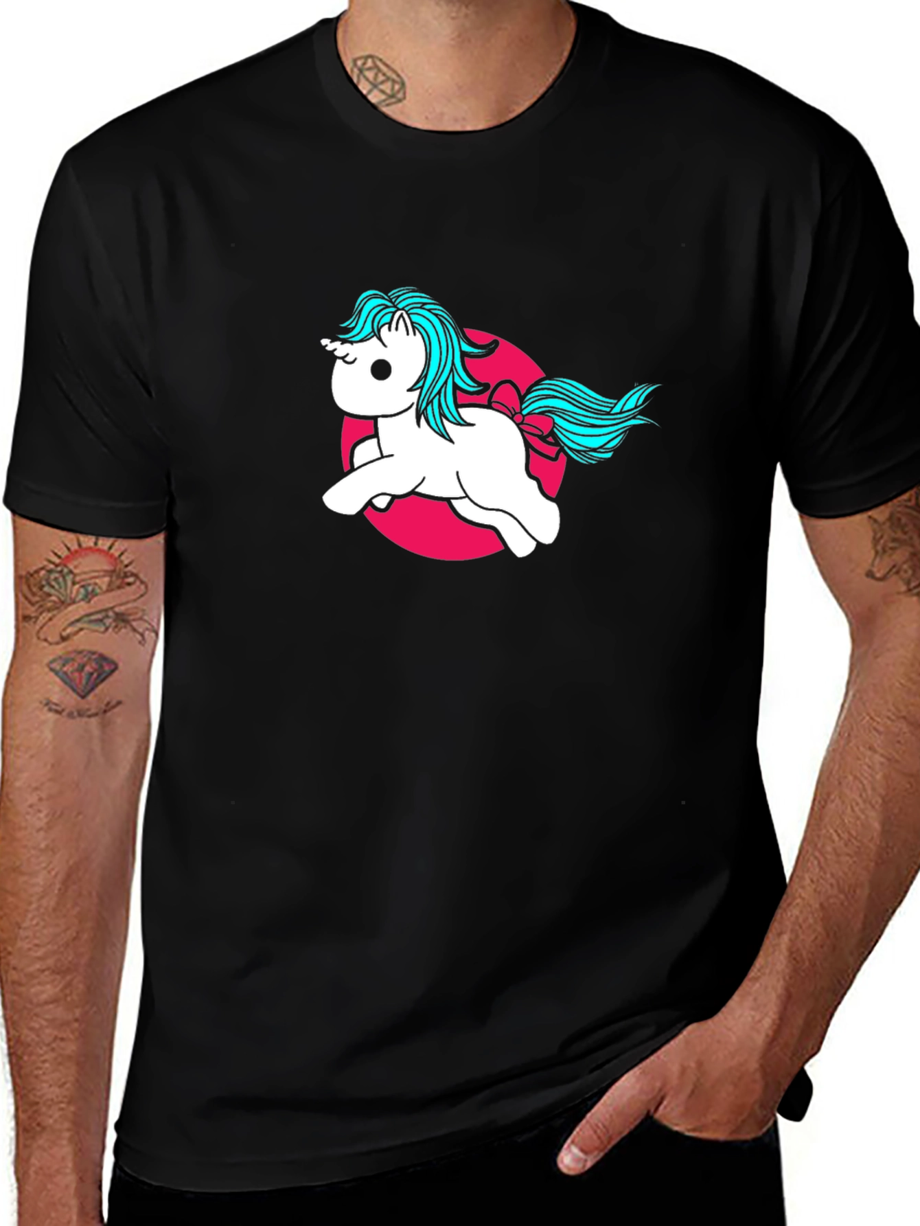 Variant 17 of Unicorn Graphic Tee - Men's Black Cotton T-Shirt