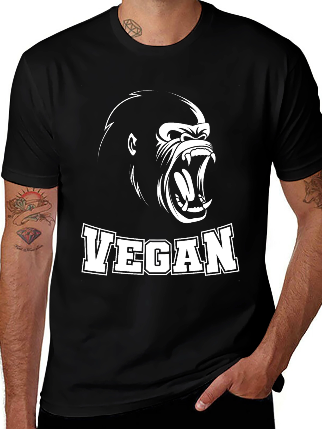Variant 4 of Vegan Gorilla Graphic T-Shirt - Black