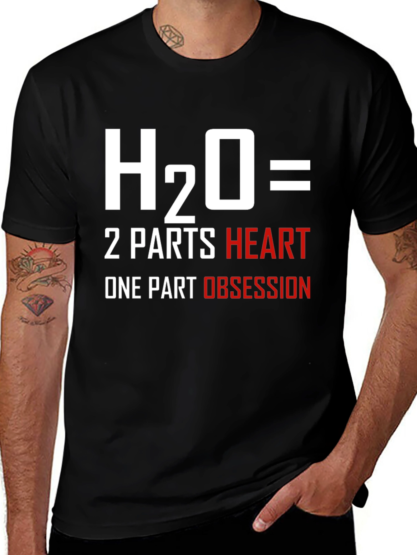 Variant 30 of H2O Formula Novelty Graphic Tee - 2 Parts Heart, 1 Obsession